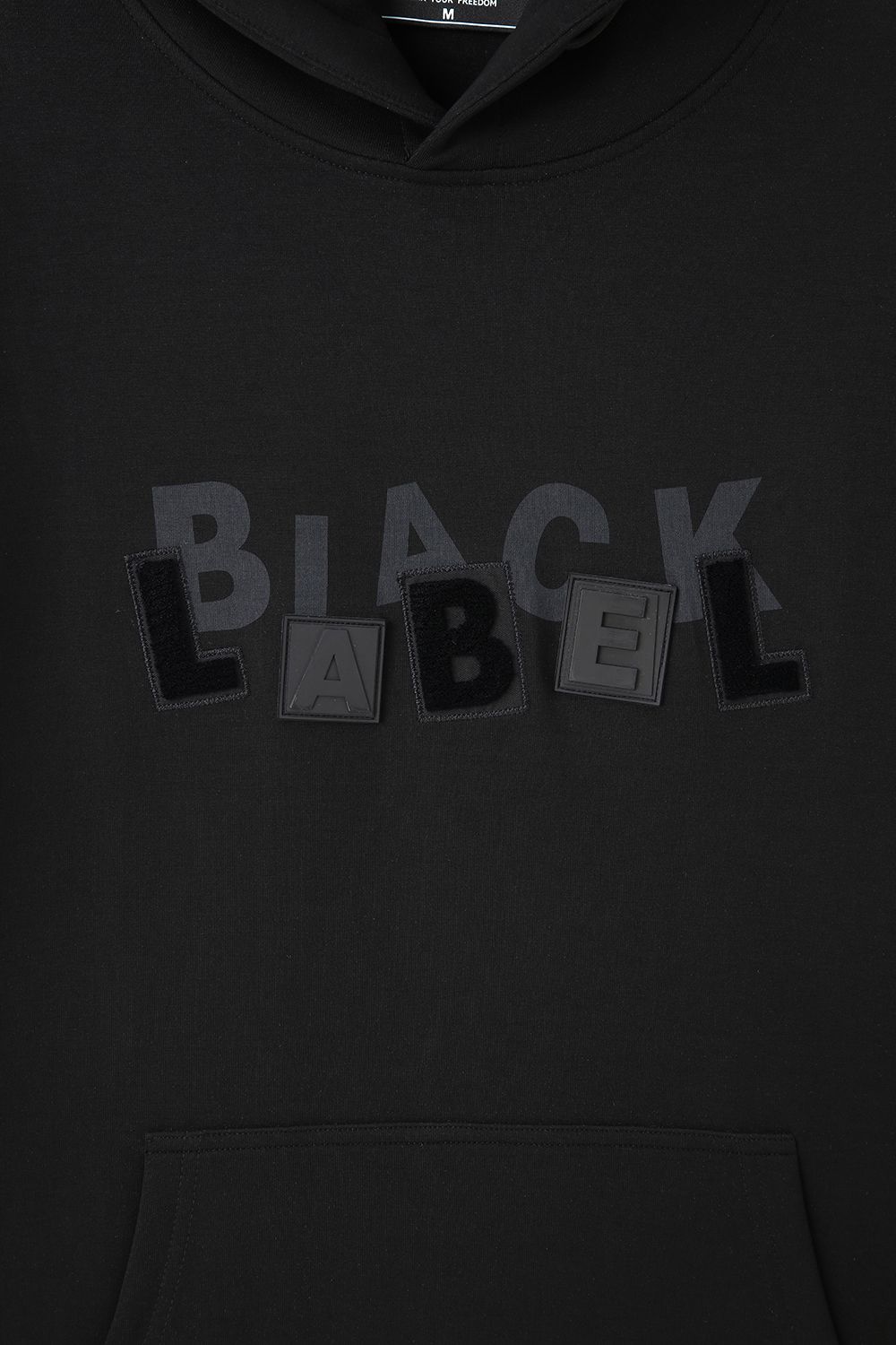 Men's Black Label Logo Patch Hoodie Black