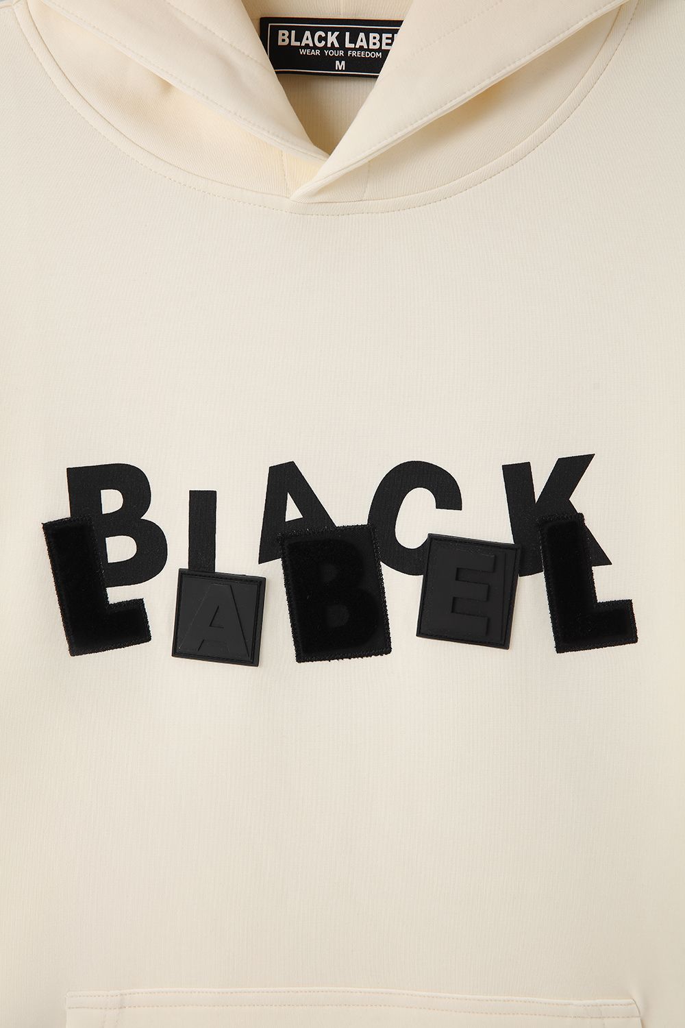 Men's Black Label Logo Patch Hoodie Off White