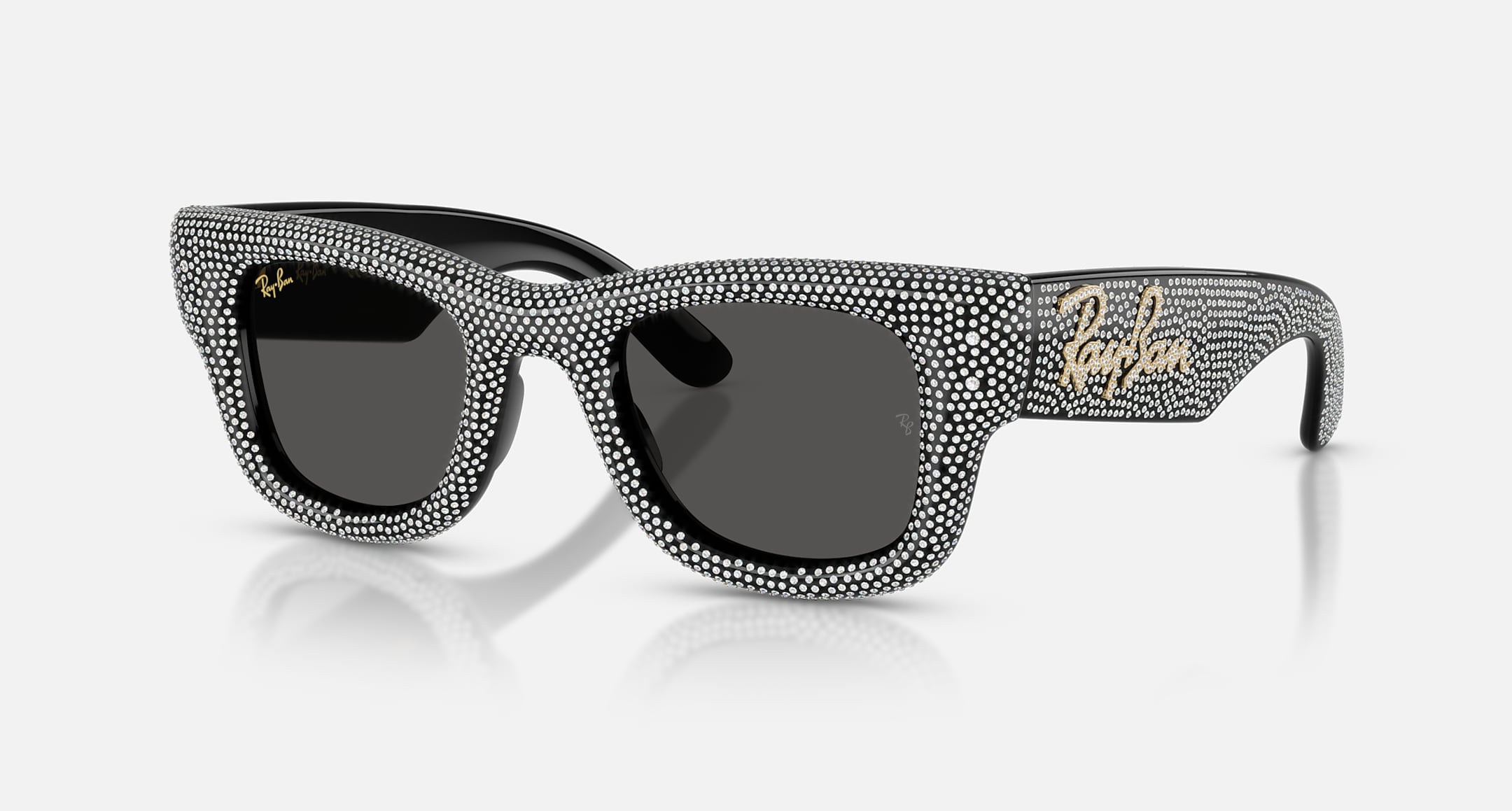 Ray-Ban Wayfarer Puffer Crystal Pavé Sunglasses Polished Black & Strass Pavé
