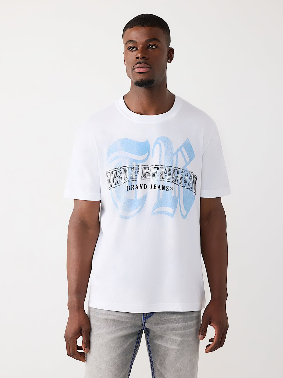 Men's True Religion Rhinestone Logo Tee White