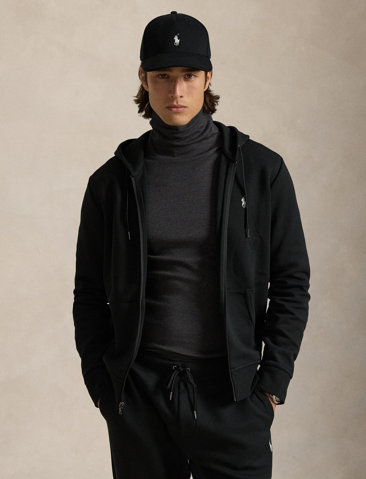 Men's Polo Ralph Lauren Double-Knit Full-Zip Hoodie Black