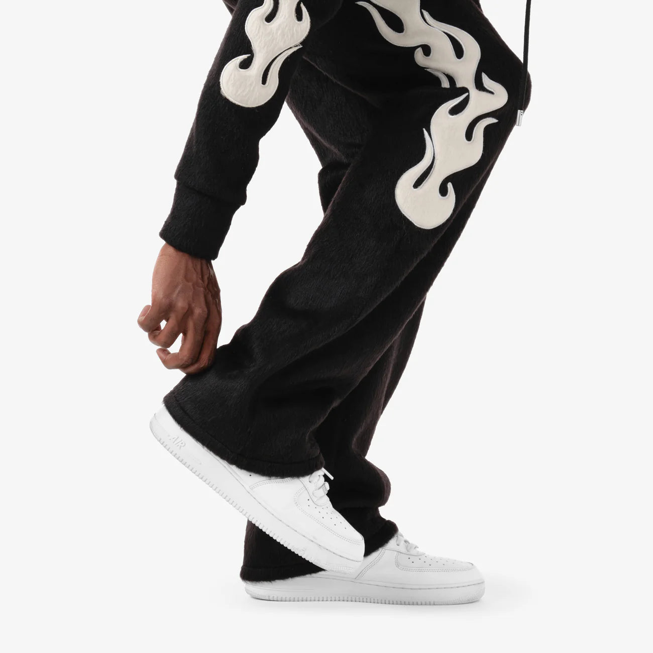 Men's Copper Rivet Saints Mohair Stacked Pants Black