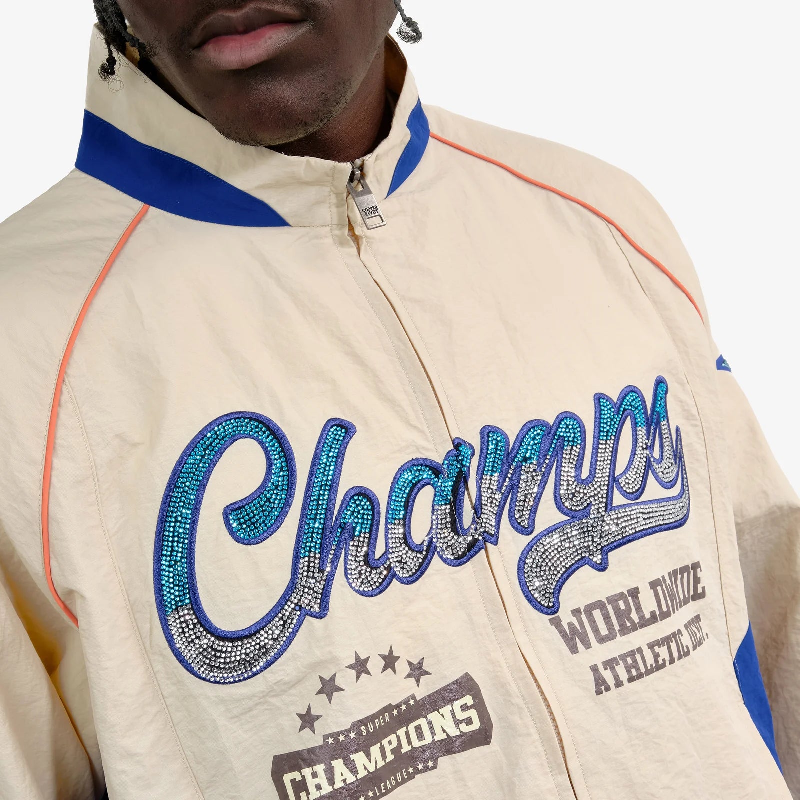 Men's Copper Rivet Champs Windbreaker Full Zip Royal Blue