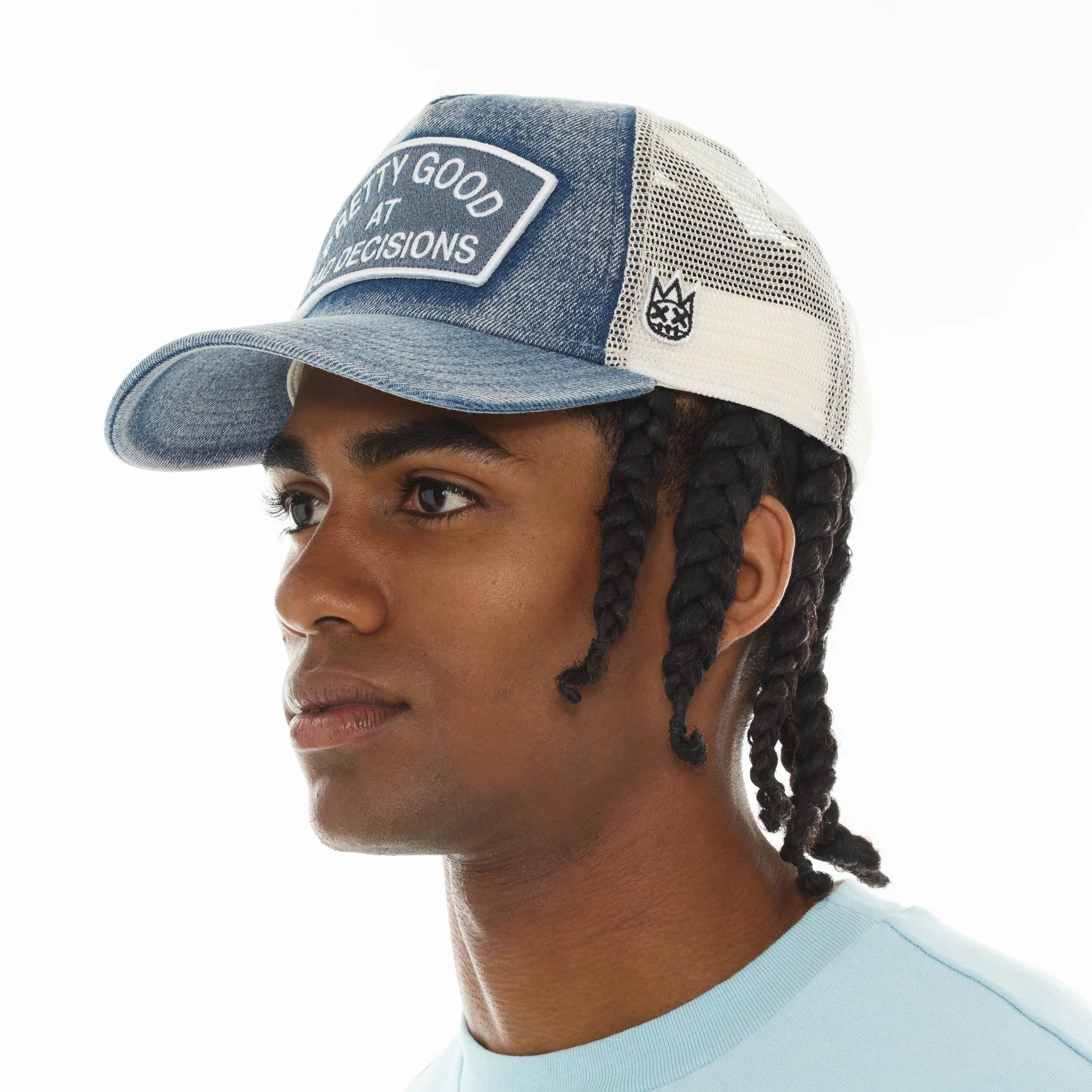 Cult of Individuality Pretty Good At Bad Decisions Trucker Hat Denim
