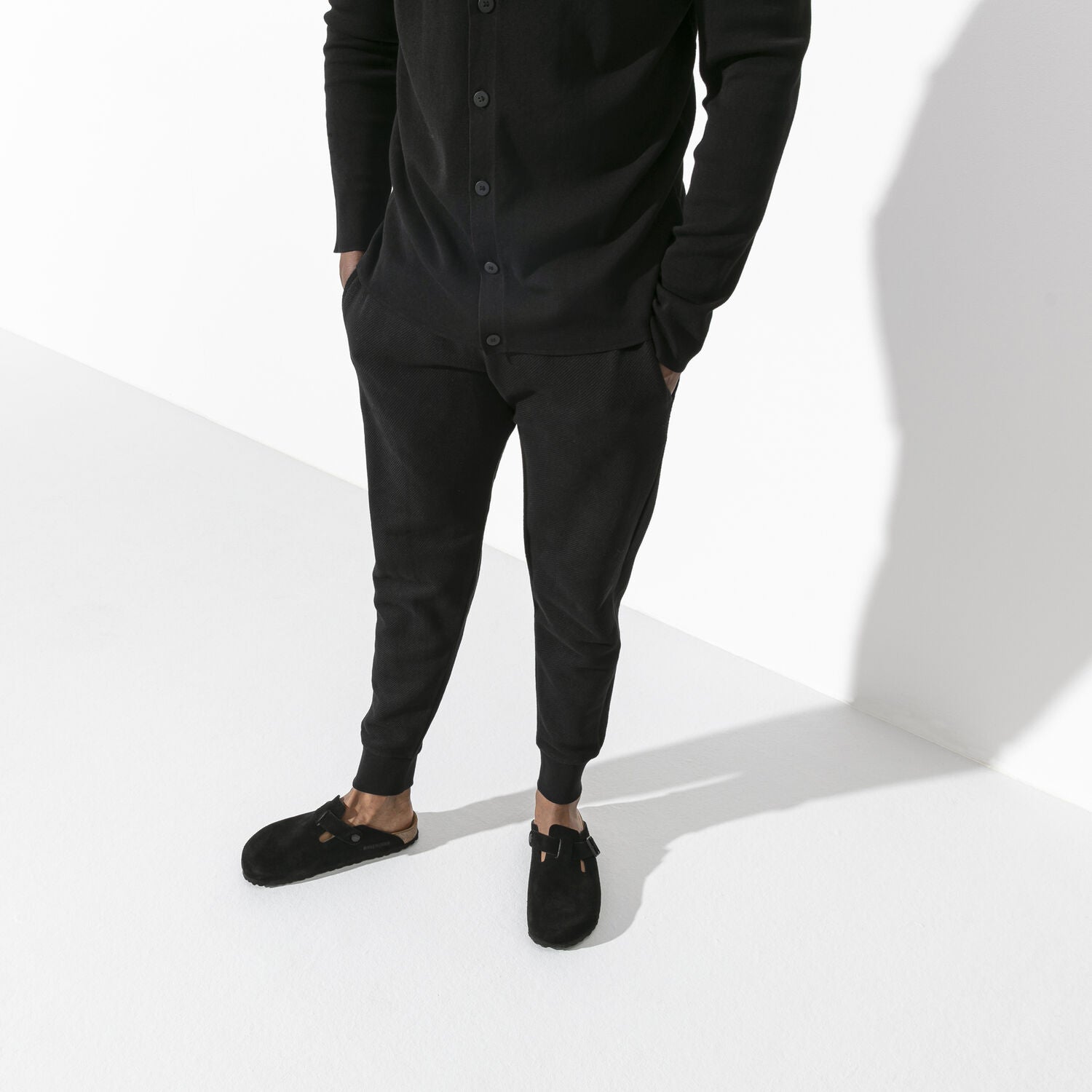 Men's BIRKENSTOCK Boston Soft Footbed Suede Leather Black