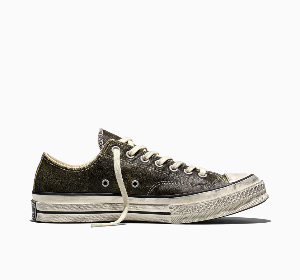 Men's Converse Chuck 70 Burnished Leather Shoes Moss Sauce