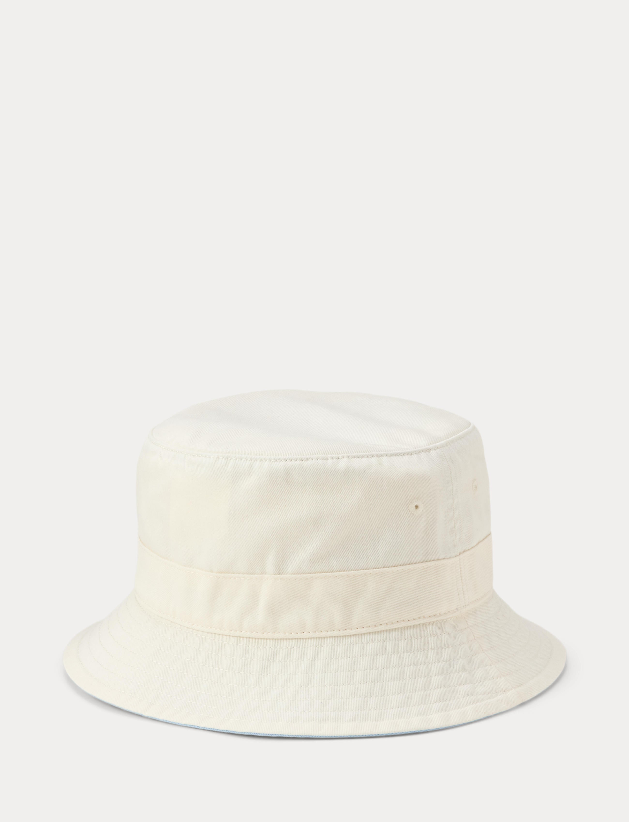 Men's Polo Ralph Lauren Newport Bear Twill Bucket Hat Deckwash White
