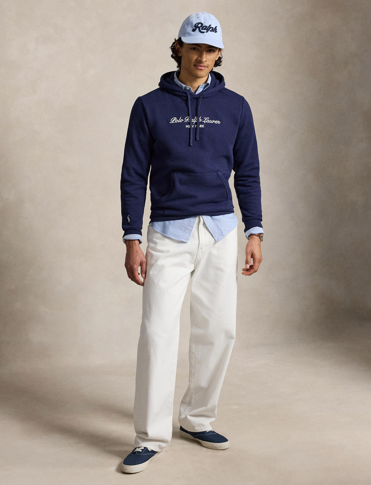 Men's Polo Ralph Lauren Logo Fleece Hoodie Newport Navy