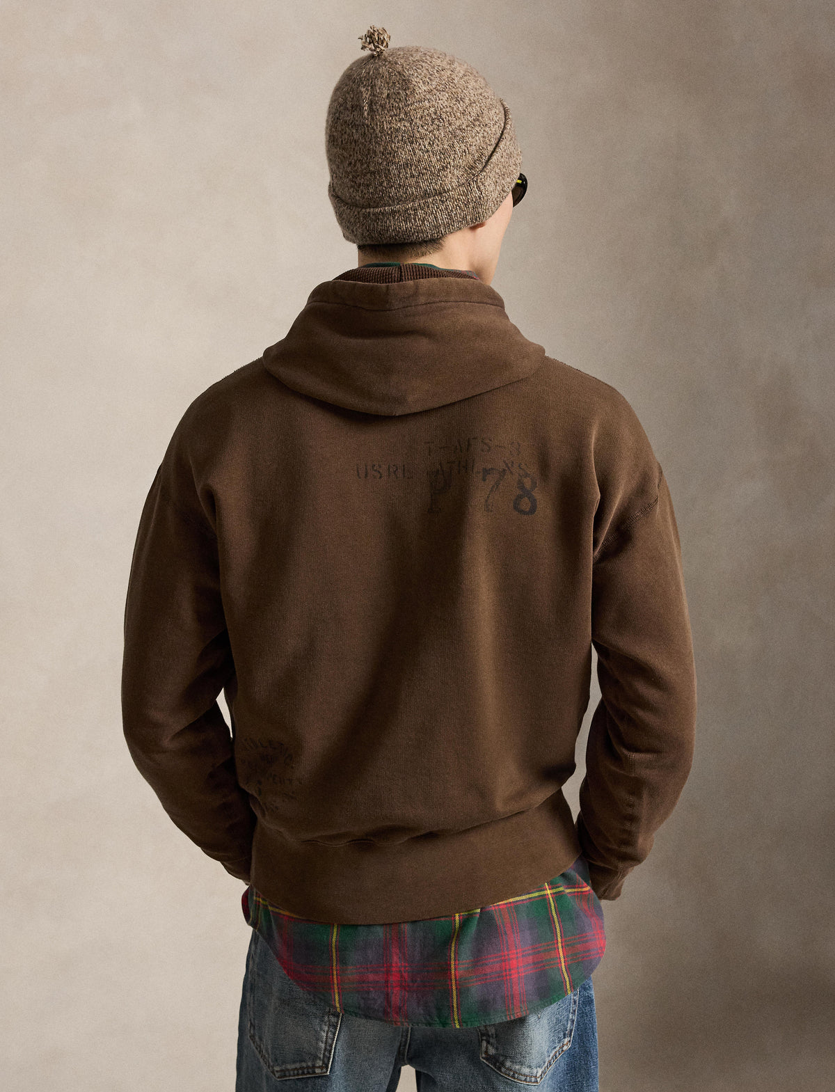 Men's Polo Ralph Lauren Vintage Fit Fleece Graphic Hoodie Court Brown
