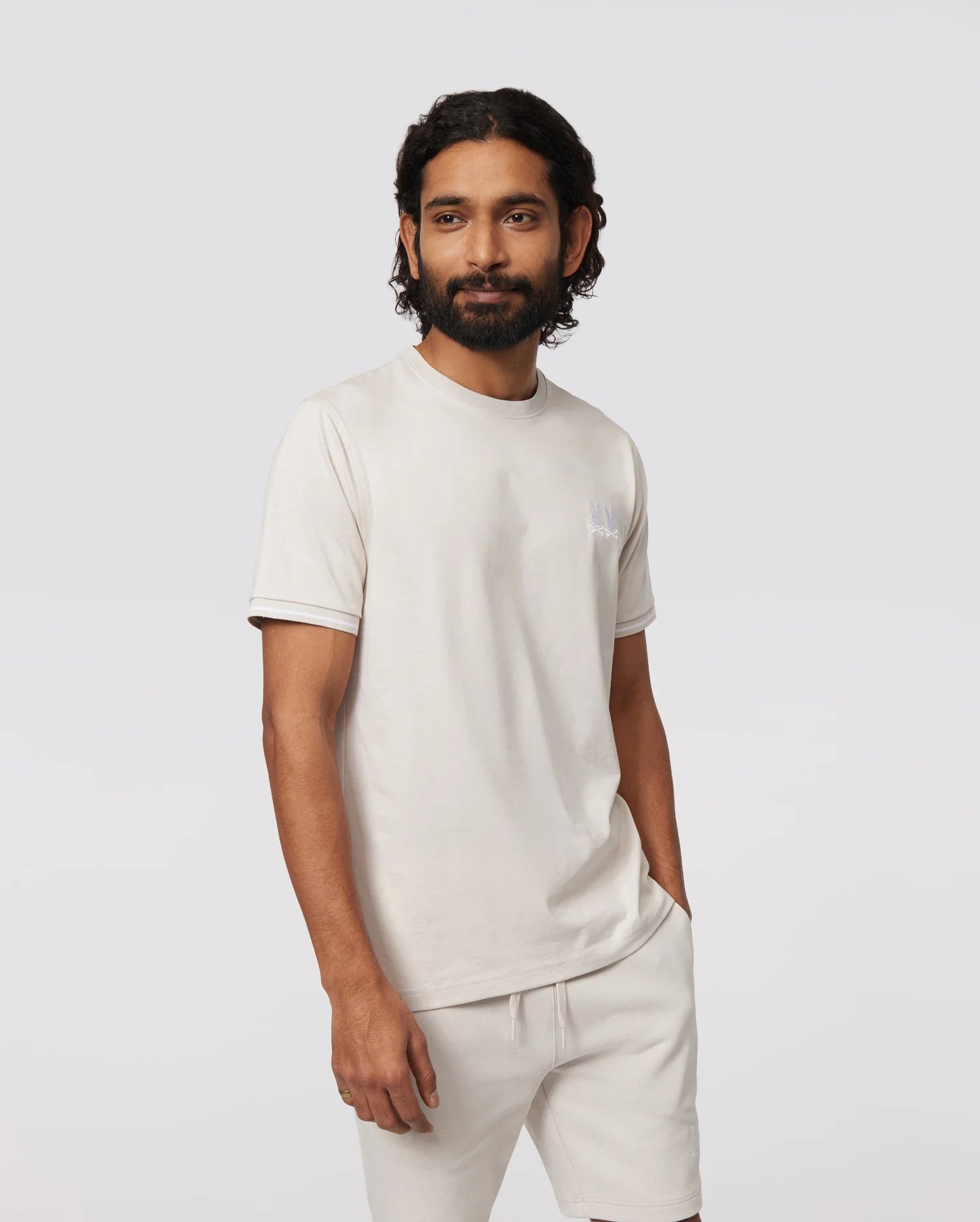 Men's Psycho Bunny Kingwood Embroidery Twin Bunny Tee Linen