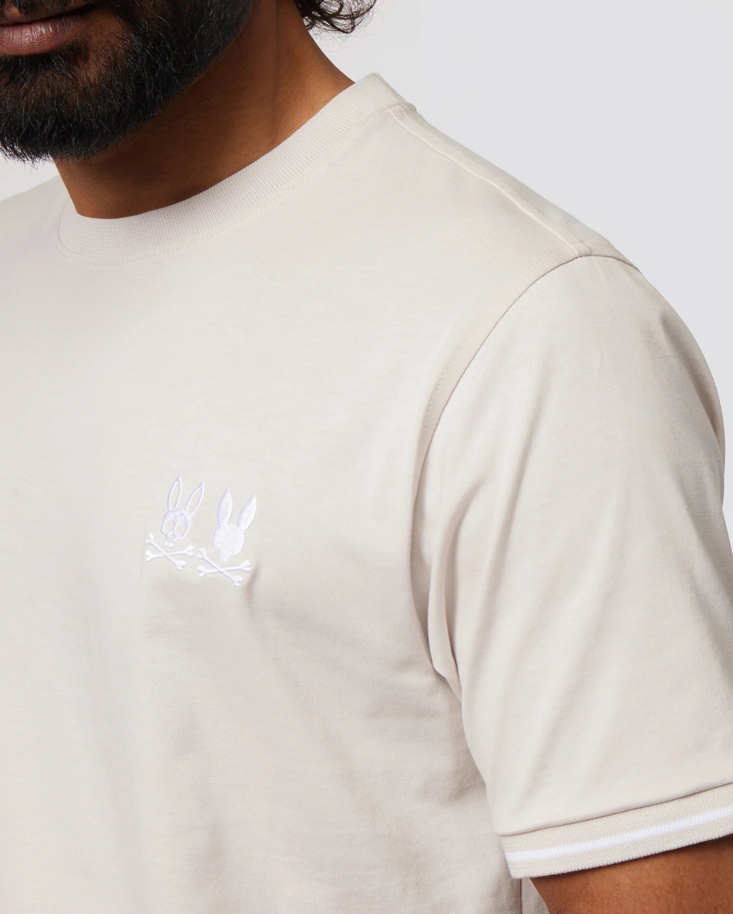 Men's Psycho Bunny Kingwood Embroidery Twin Bunny Tee Linen