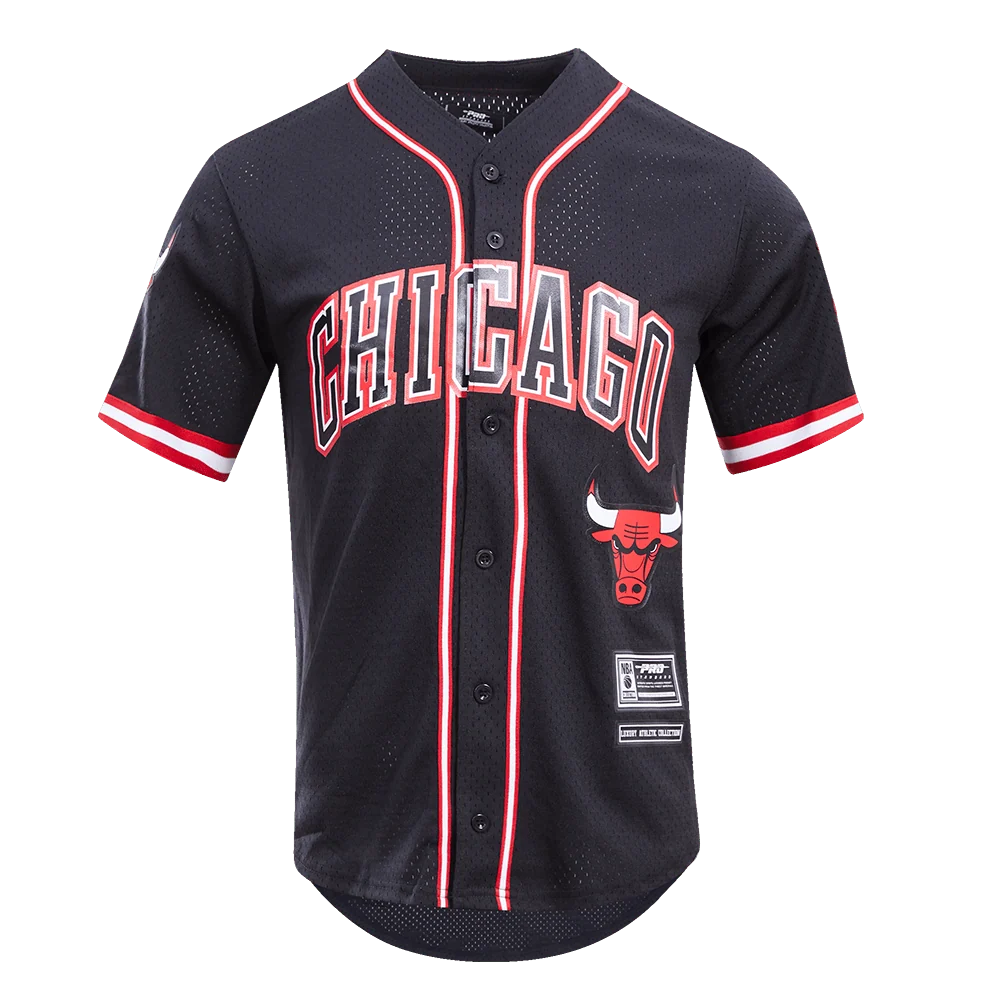 Men's Pro Standard NBA Chicago Bulls Logo Mesh Button Up Jersey Black BCB153898BLK