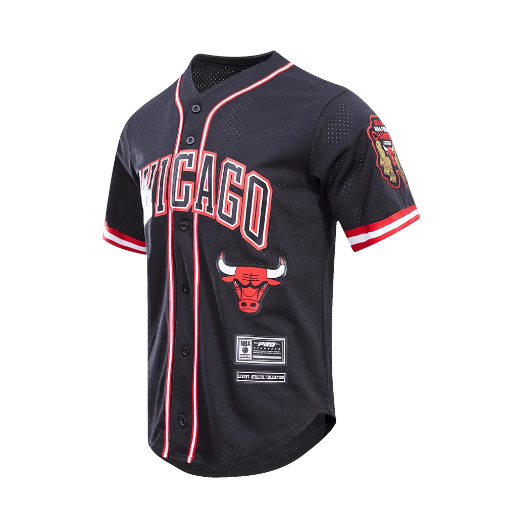 Men's Pro Standard NBA Chicago Bulls Logo Mesh Button Up Jersey Black BCB153898BLK