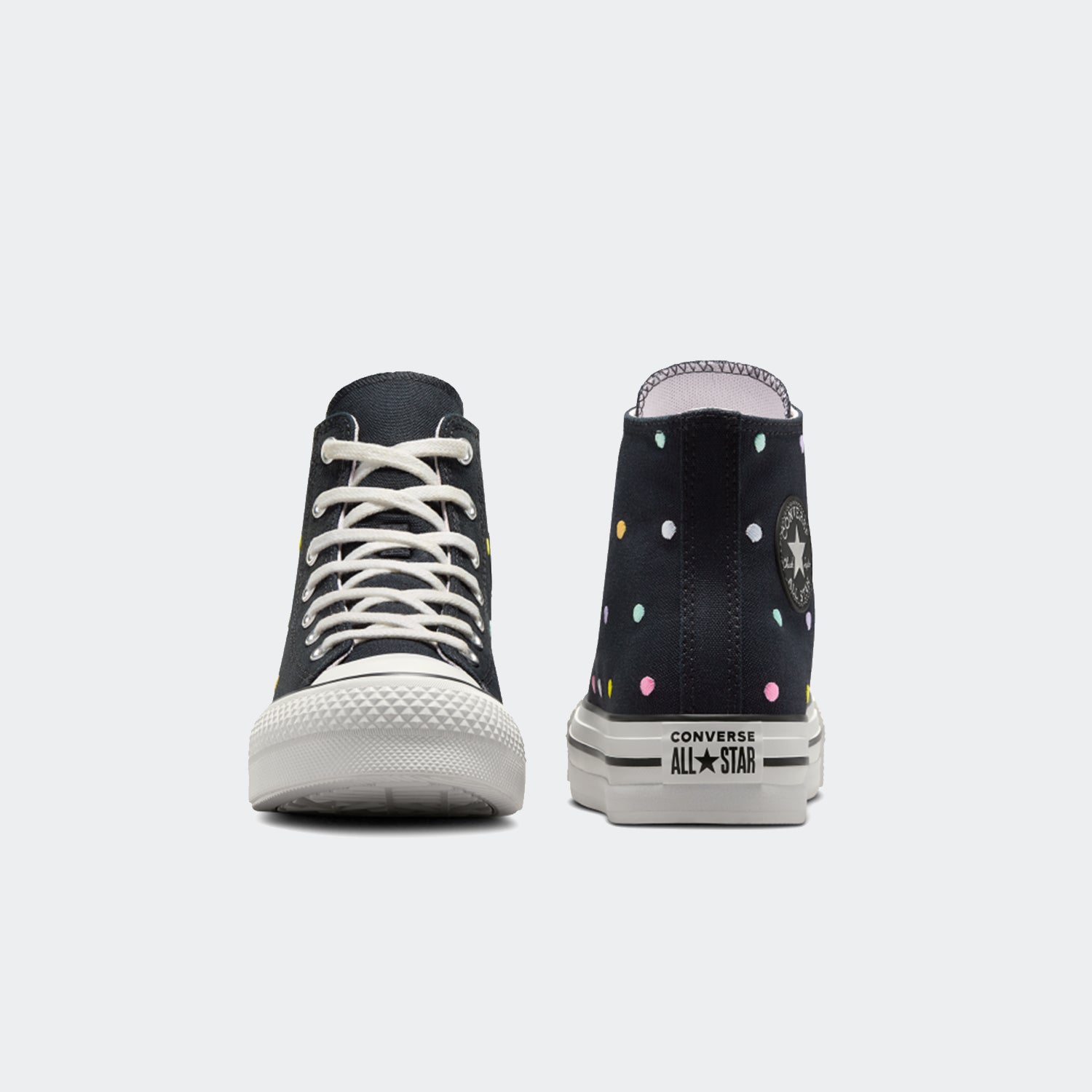 Big Kid Converse Chuck Taylor All Star Embroidered Polka Dots Platform Shoes