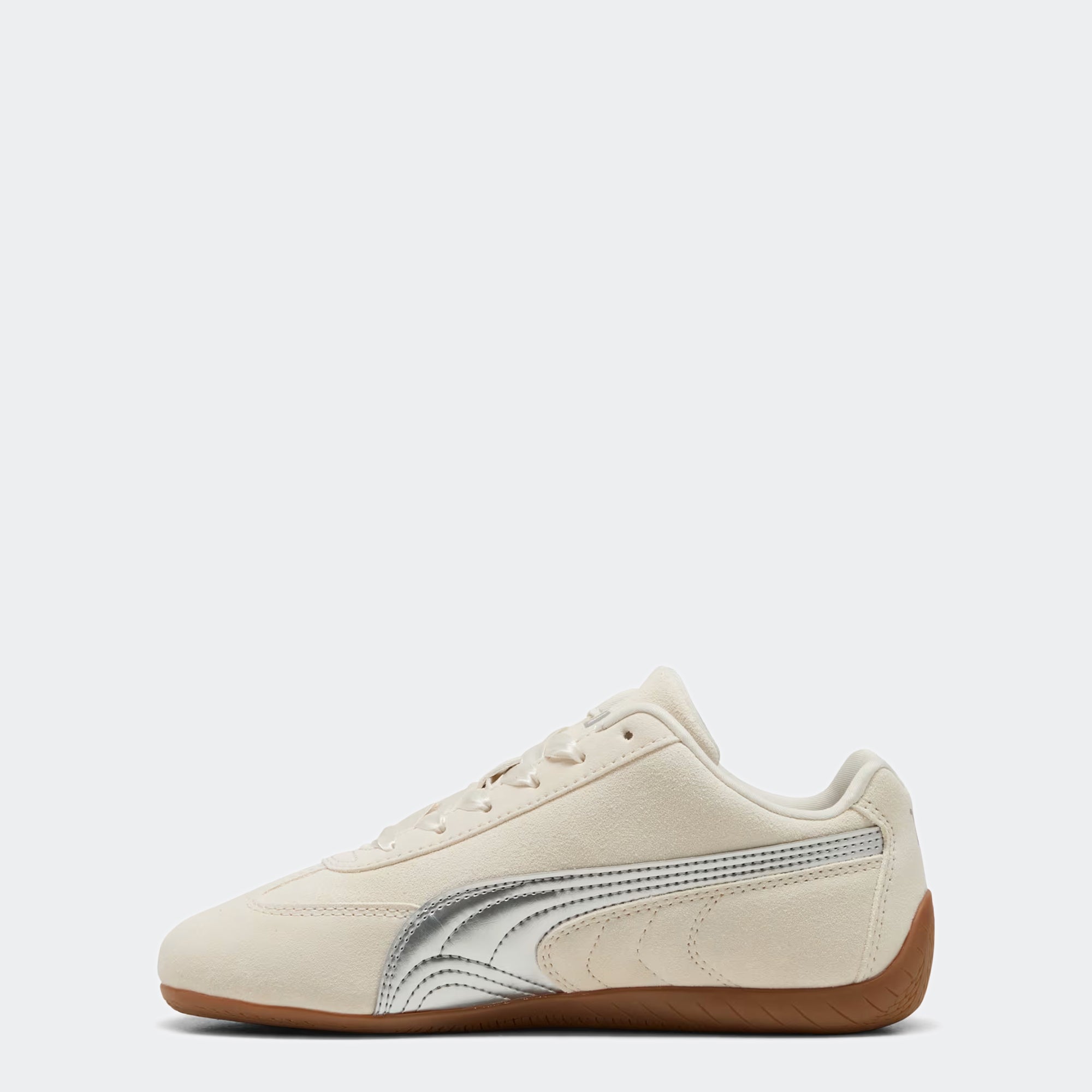 Big Kids PUMA Speedcat Metallic Easy On Sneakers Alpine White / PUMA Silver