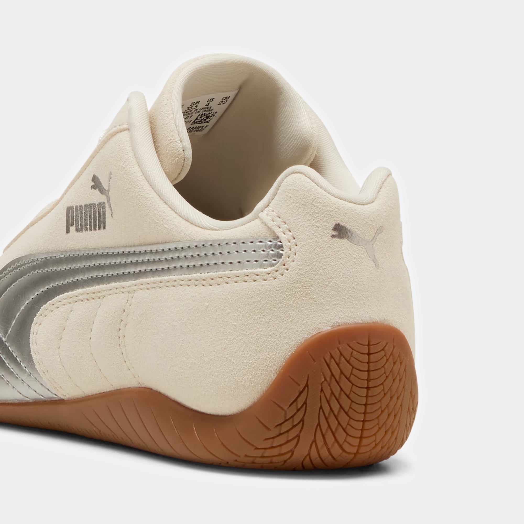 Big Kids PUMA Speedcat Metallic Easy On Sneakers Alpine White / PUMA Silver