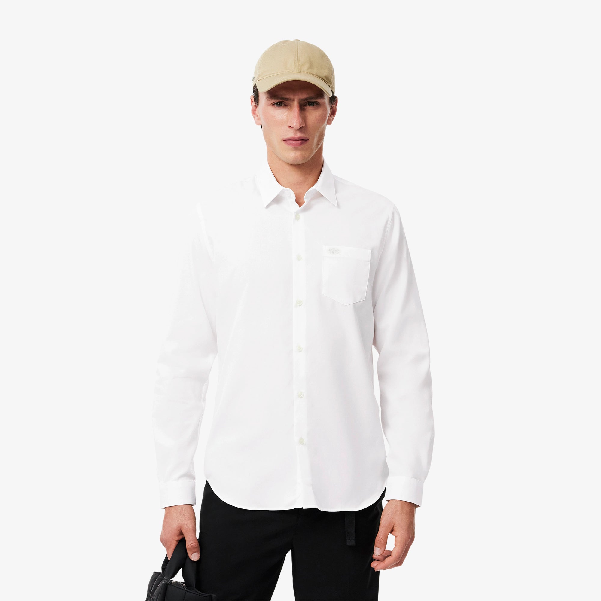 Men's Lacoste Regular Fit Cotton Button Down Shirt White