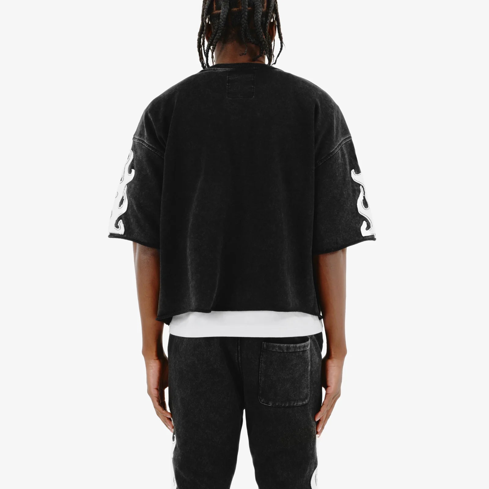 Men's Copper Rivet Cropped Saint Short Sleeve T-Shirt Black