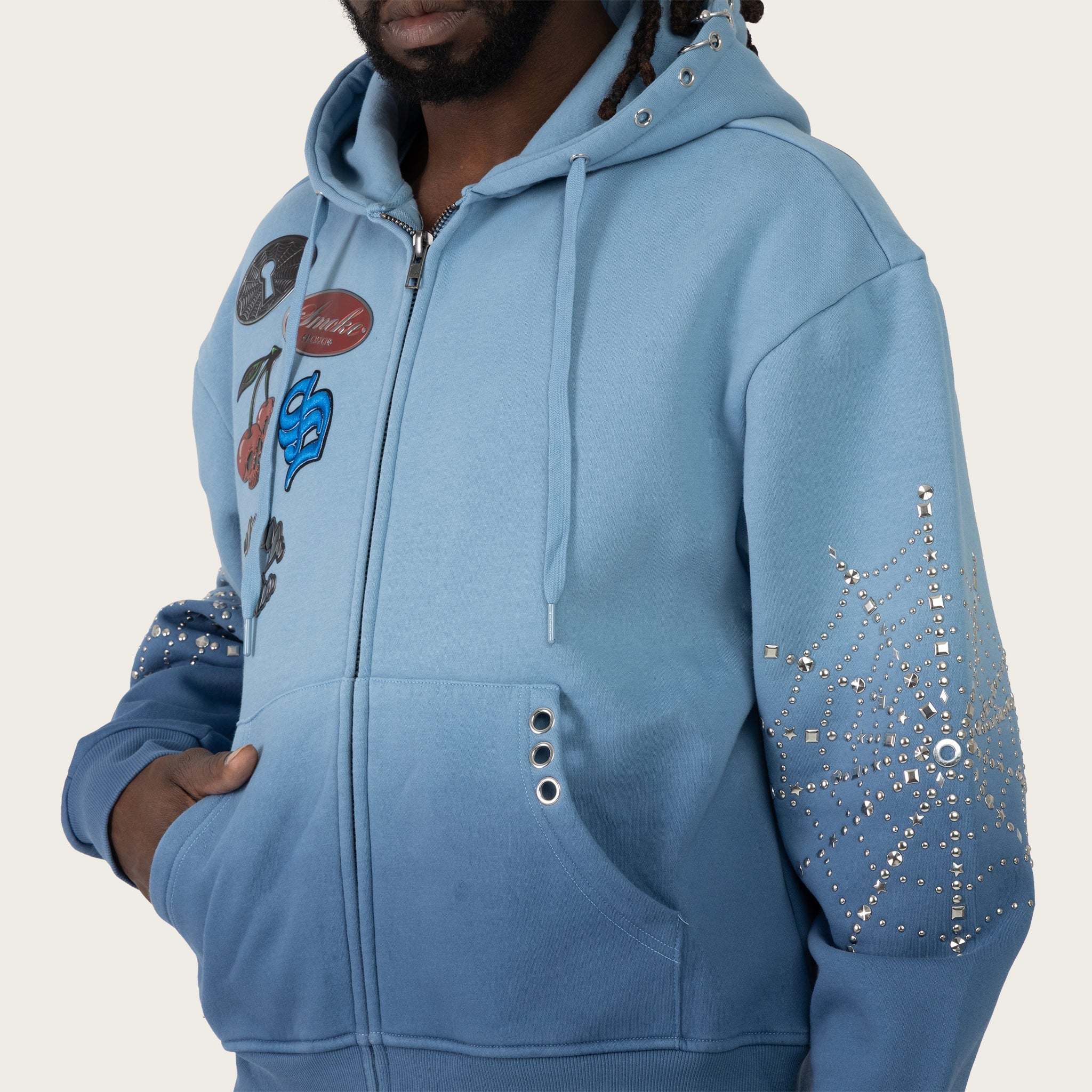 Men's Smoke Rise Oversized No Rules Fleece Full Zip Hoodie Dusk Blue