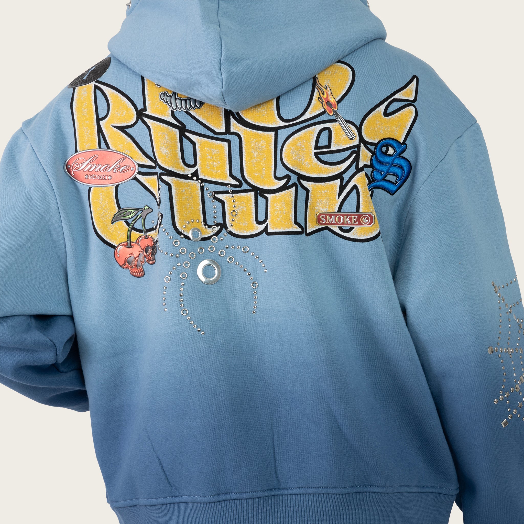 Men's Smoke Rise Oversized No Rules Fleece Full Zip Hoodie Dusk Blue