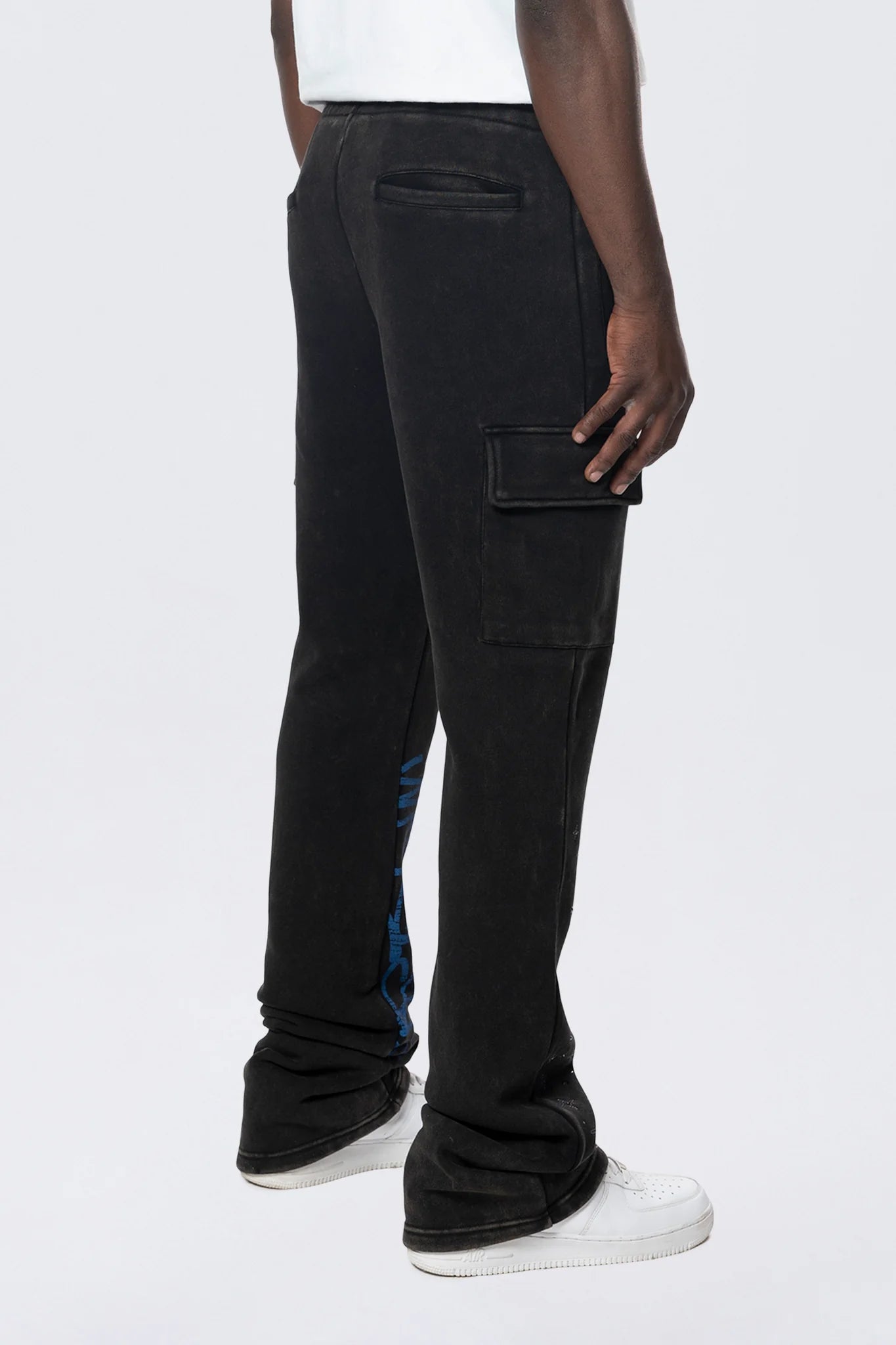 Men's Smoke Rise Stacked Rhinestone Dystopia Fleece Pants Black