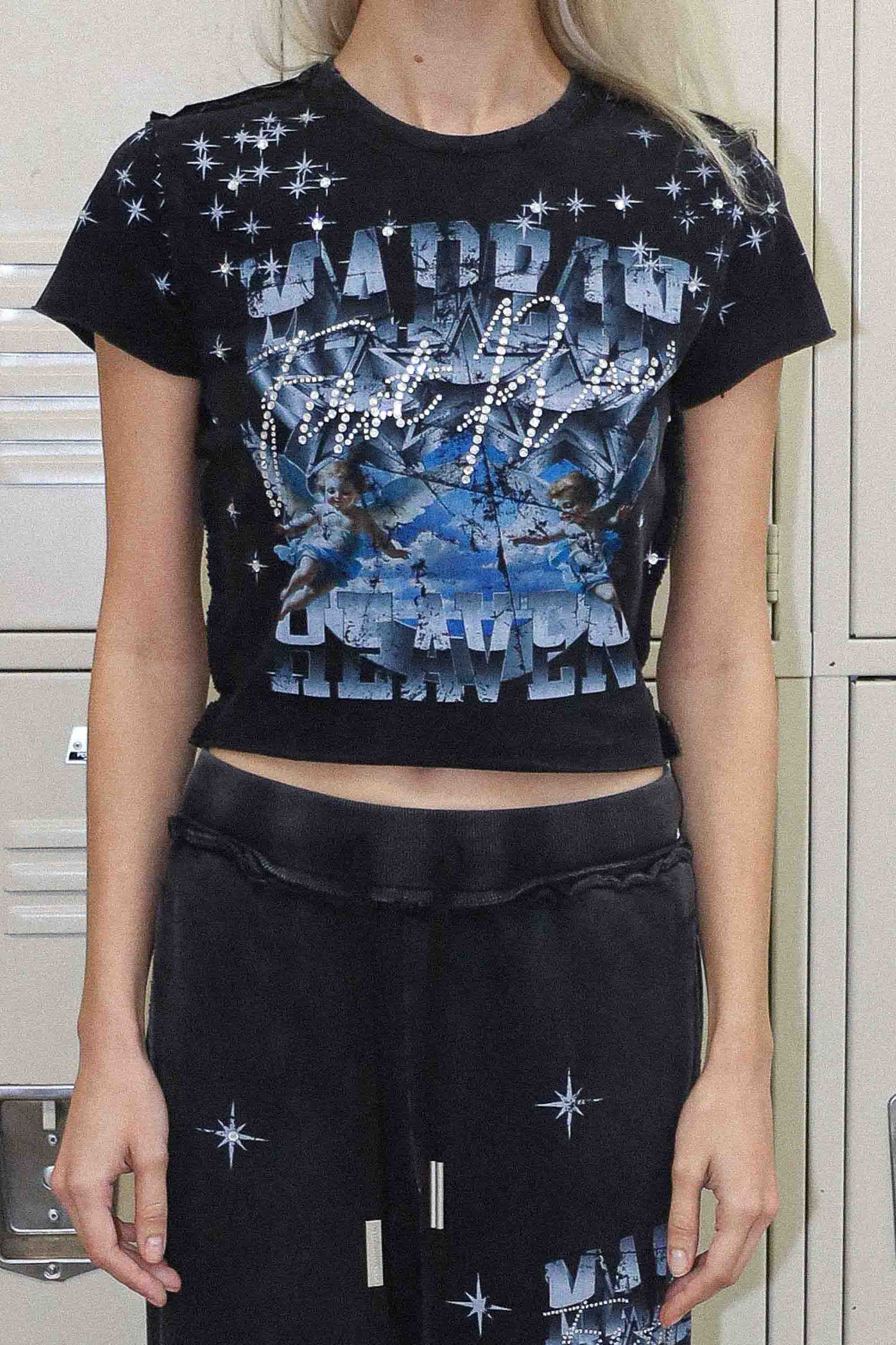 Women's First Row Made in Heaven Stardust Baby Tee Black
