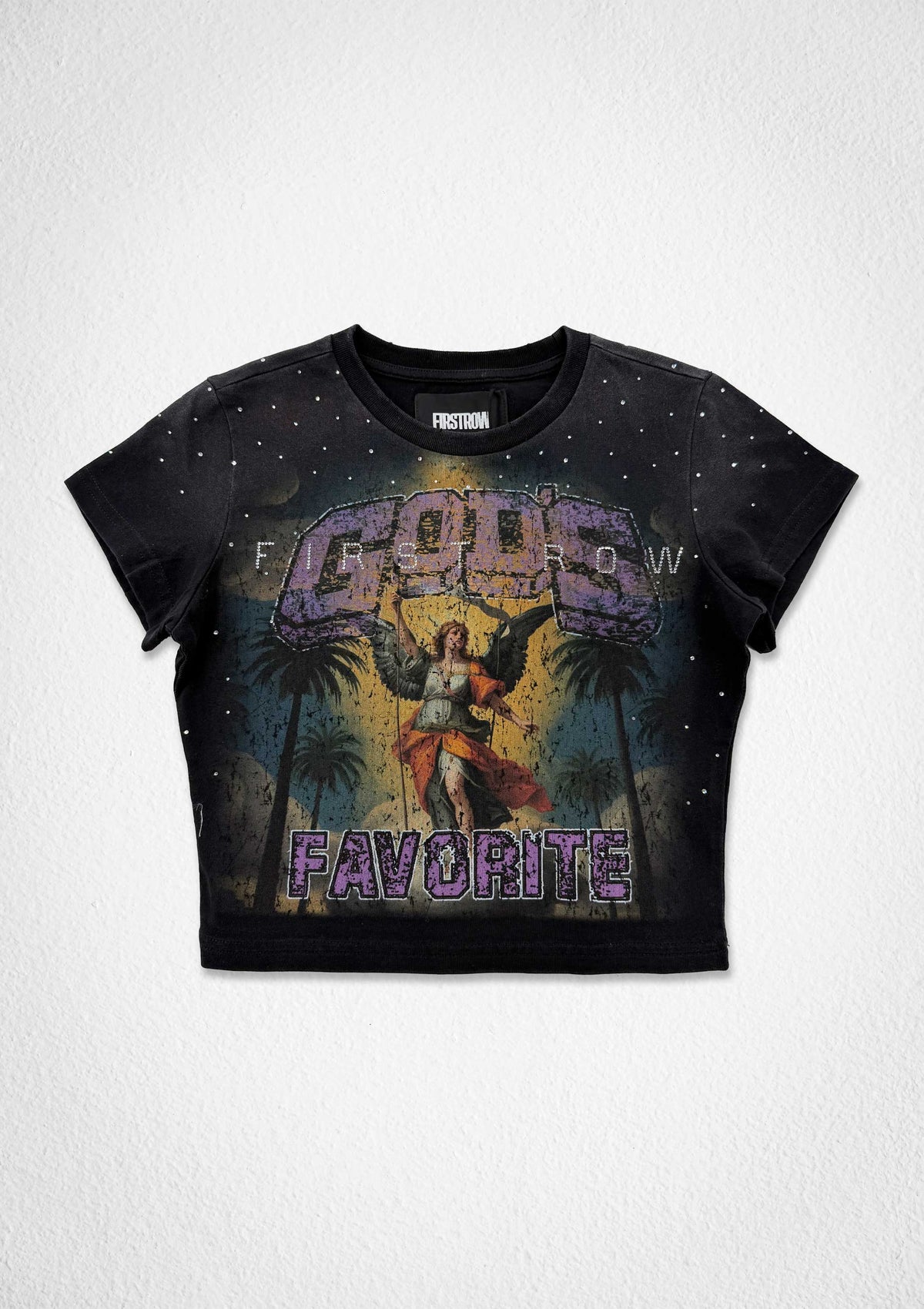 Women's First Row God's Favorite Victoria Baby Tee Black