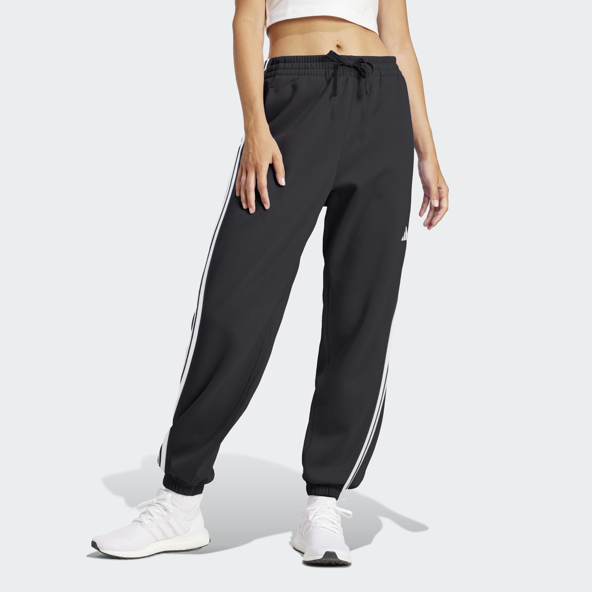 Women's adidas Sportswear Essentials 3-Stripes French Terry Cuffed Pants Black
