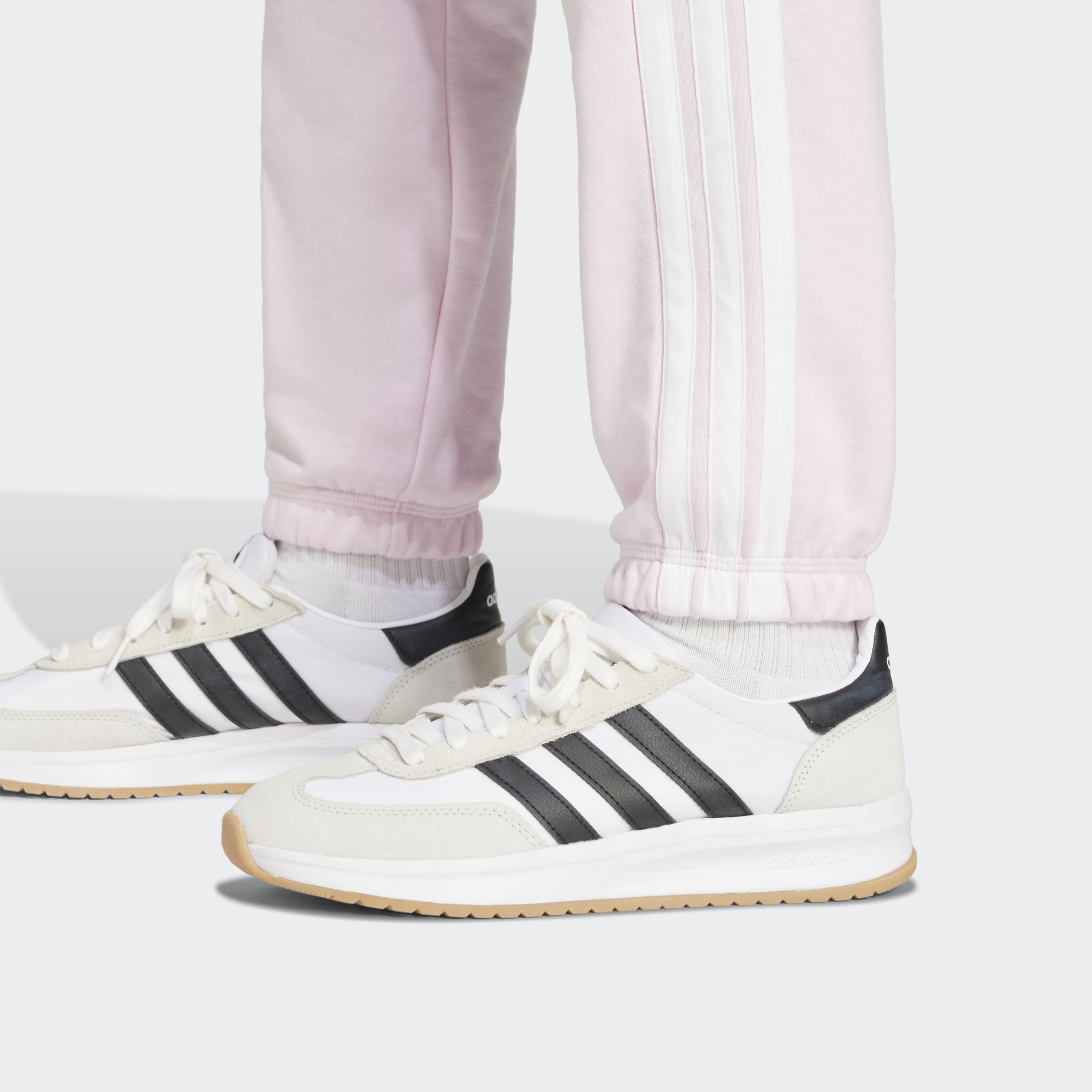 Women's adidas Sportswear Essentials 3-Stripes French Terry Cuffed Pants Clear Pink