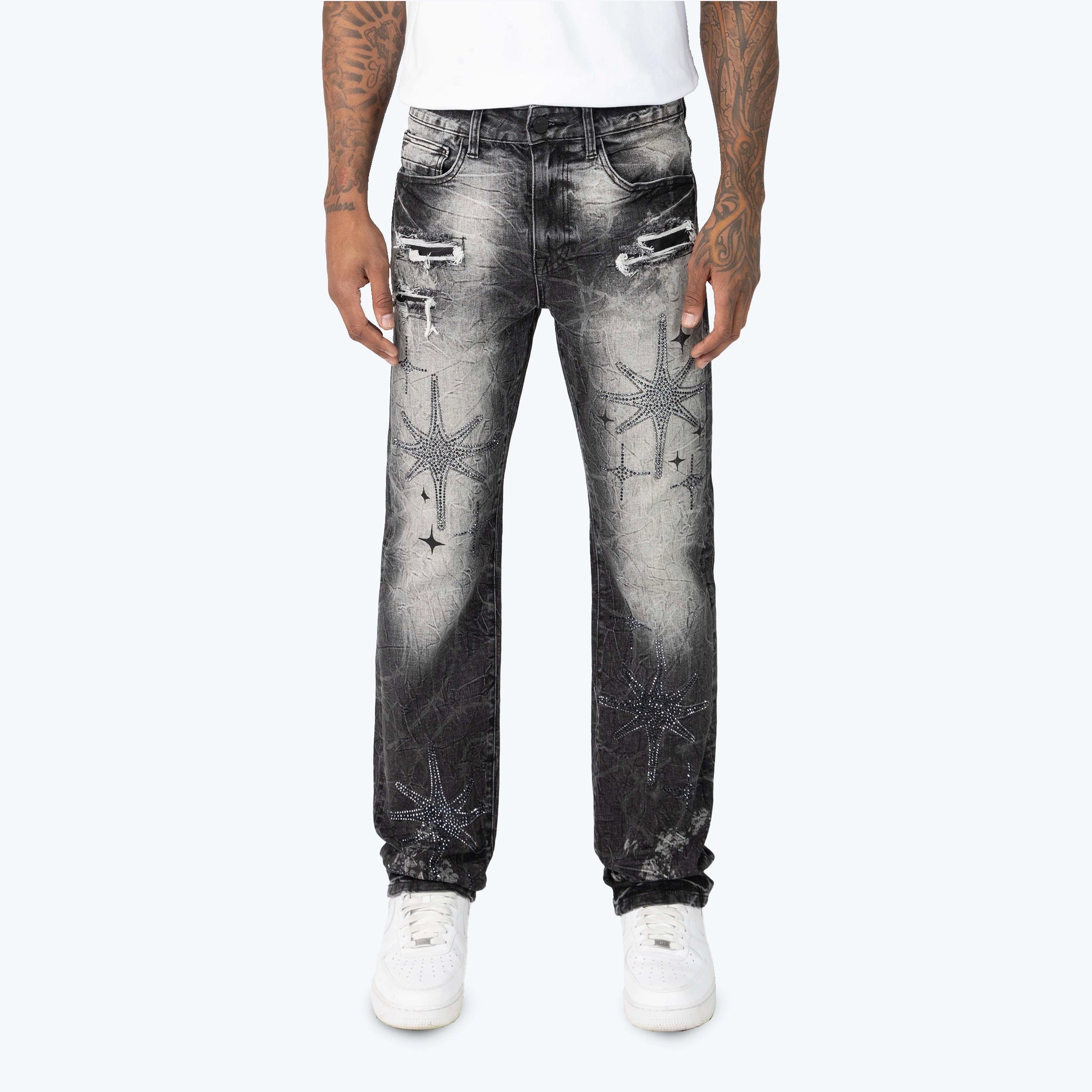 Men's Smoke Rise Long Straight Dystopia Jeans Villa Black