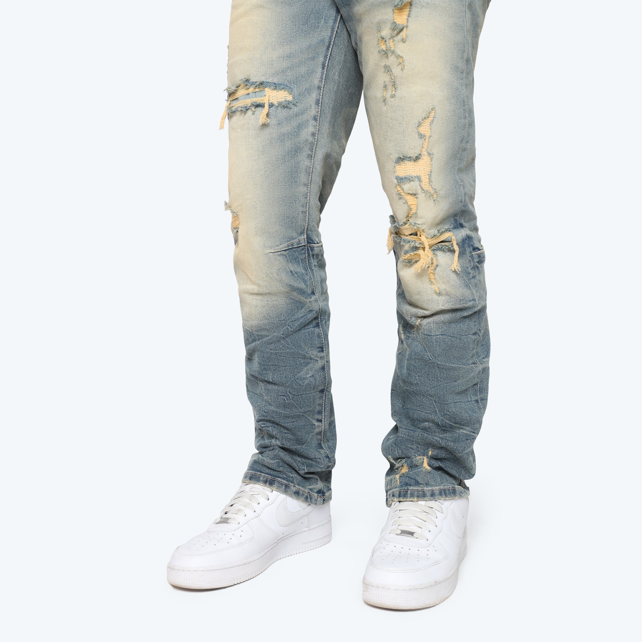 Men's Smoke Rise Straight Heavy Whisker Effect Jeans Owens Blue