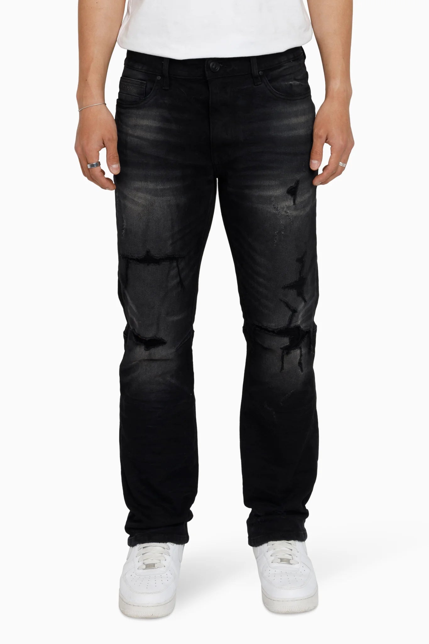 Men's Smoke Rise Heavy Whisker Effect Jeans Tetra Black