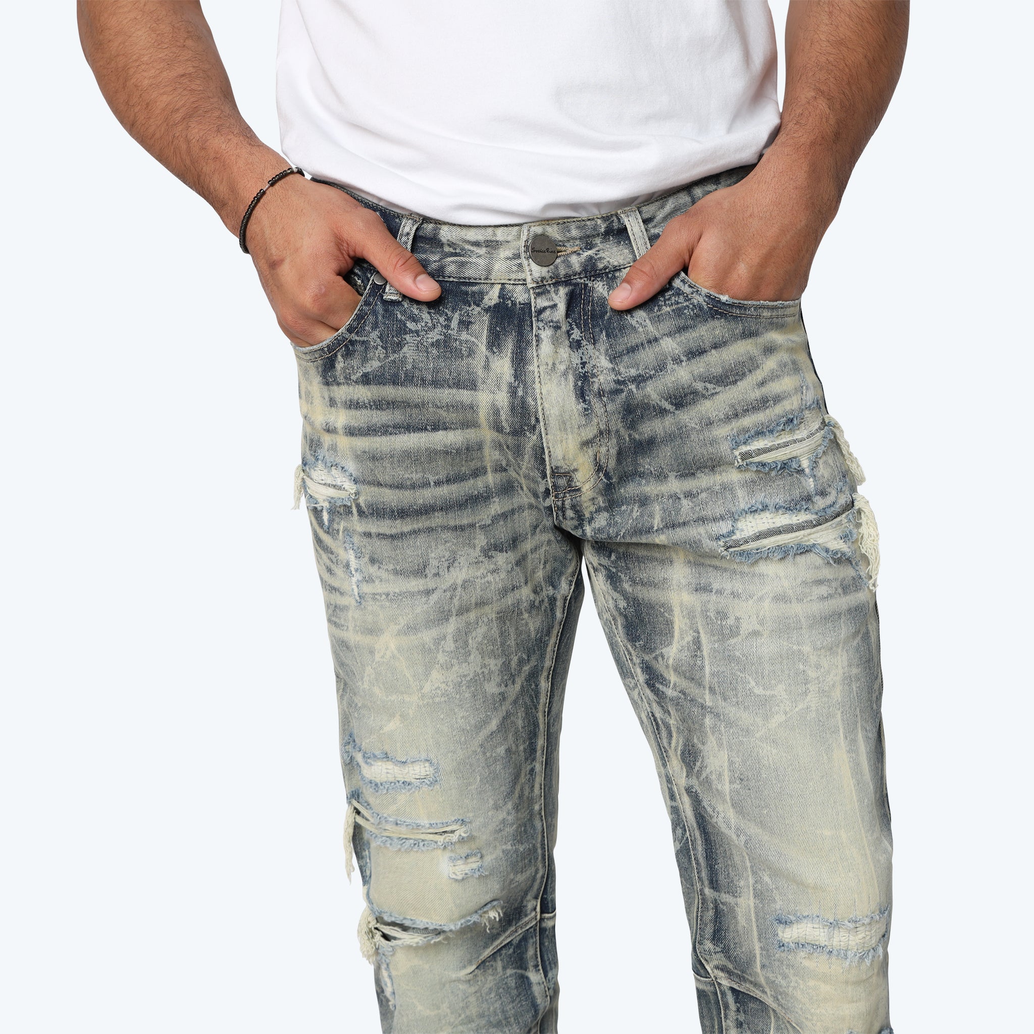 Men's Smoke Rise Slim Gradation Effect Jeans Kelly Blue