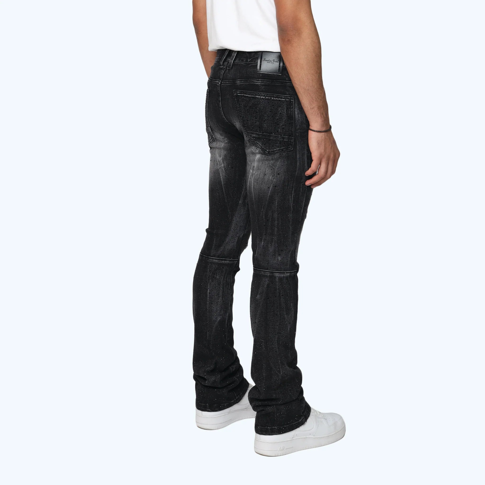 Men's Smoke Rise Stacked Rhinestone Jeans Hematite Black