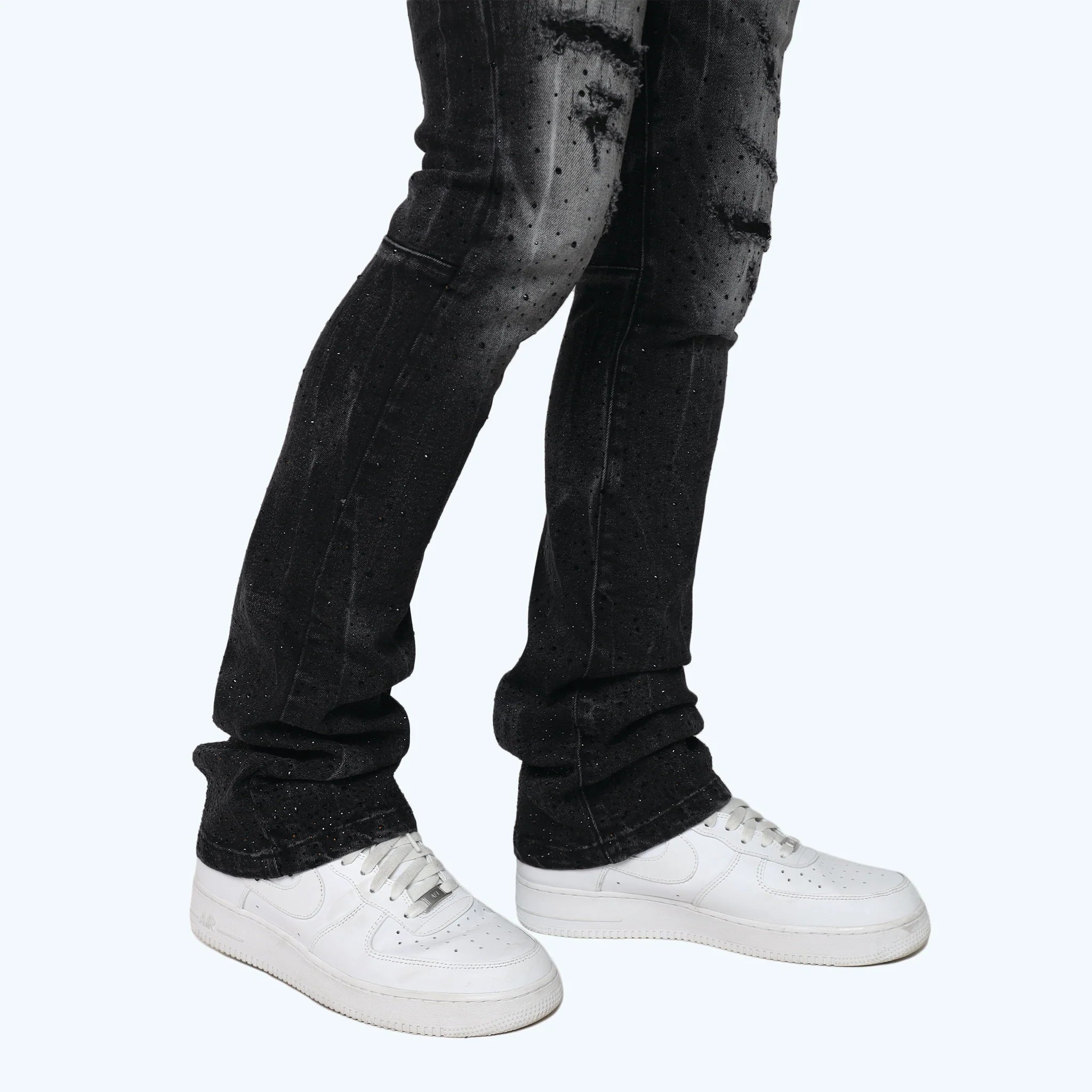 Men's Smoke Rise Stacked Rhinestone Jeans Hematite Black
