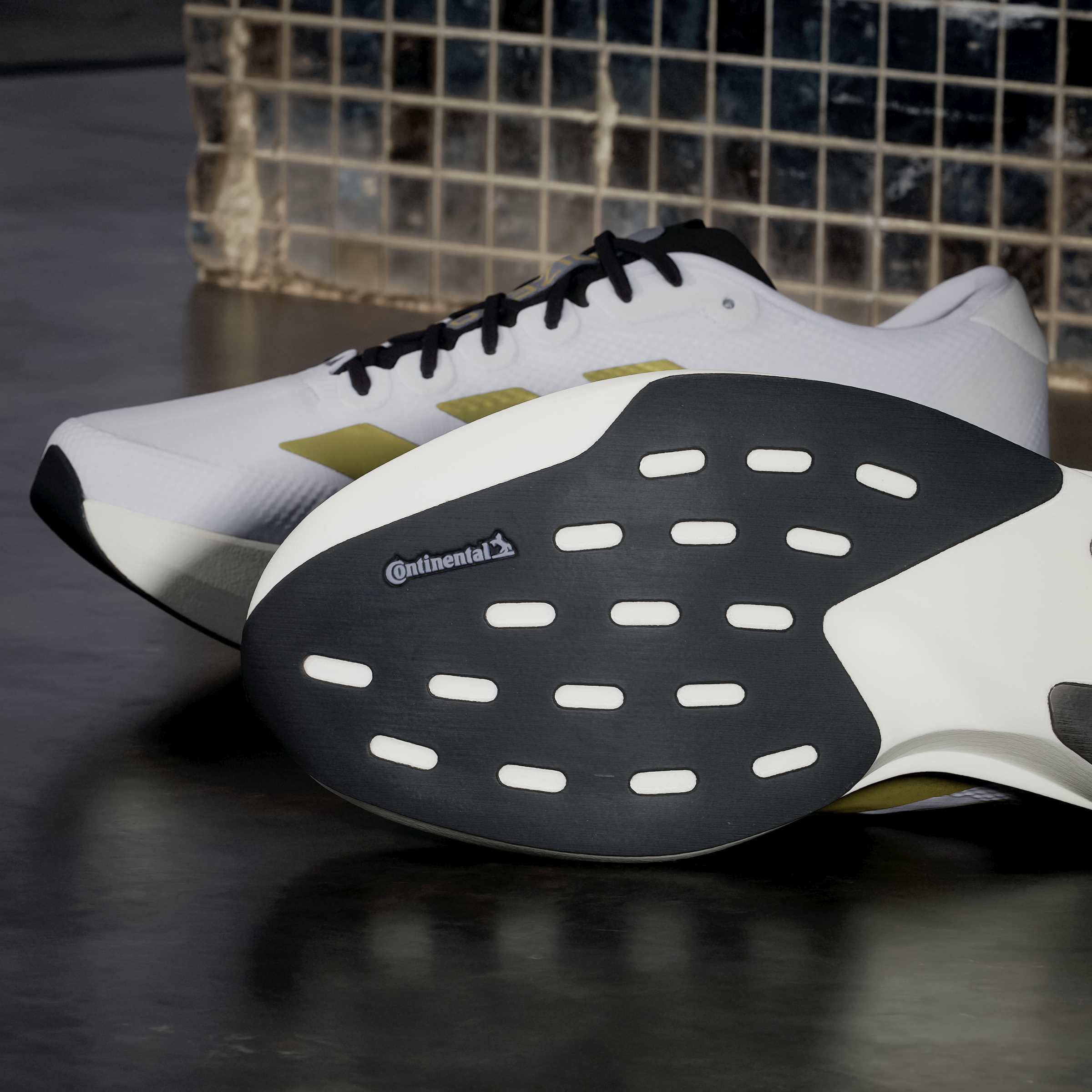 Men's adidas Running Adizero Evo SL Woven Shoes Cloud White / Matte Gold