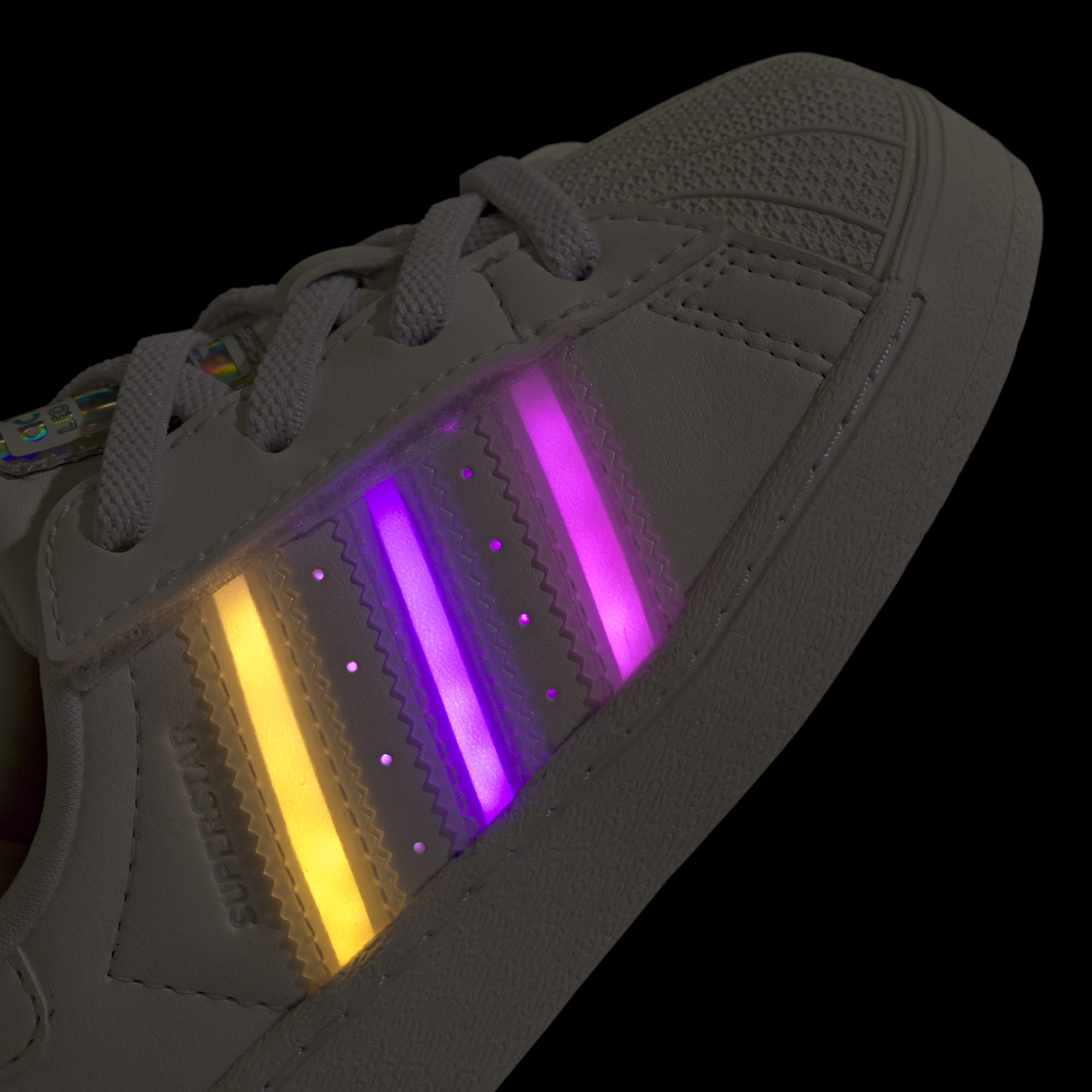 Toddlers adidas Originals Superstar LED Lights Comfort Closure Elastic Lace Shoes Cloud White