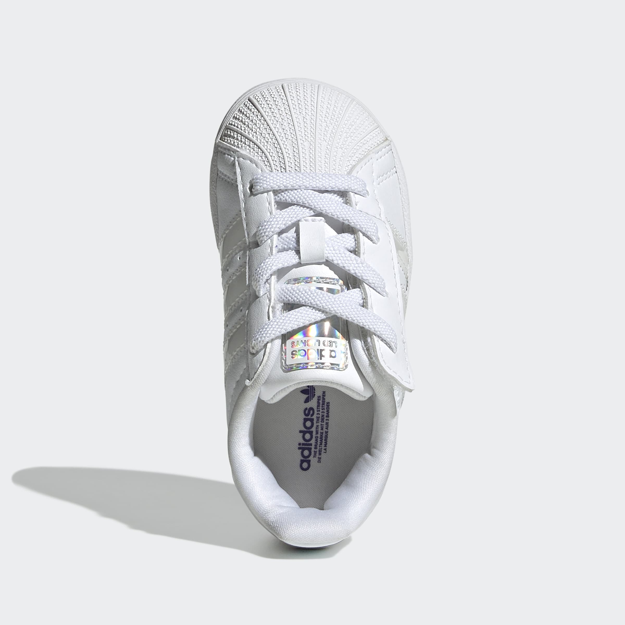 Toddlers adidas Originals Superstar LED Lights Comfort Closure Elastic Lace Shoes Cloud White