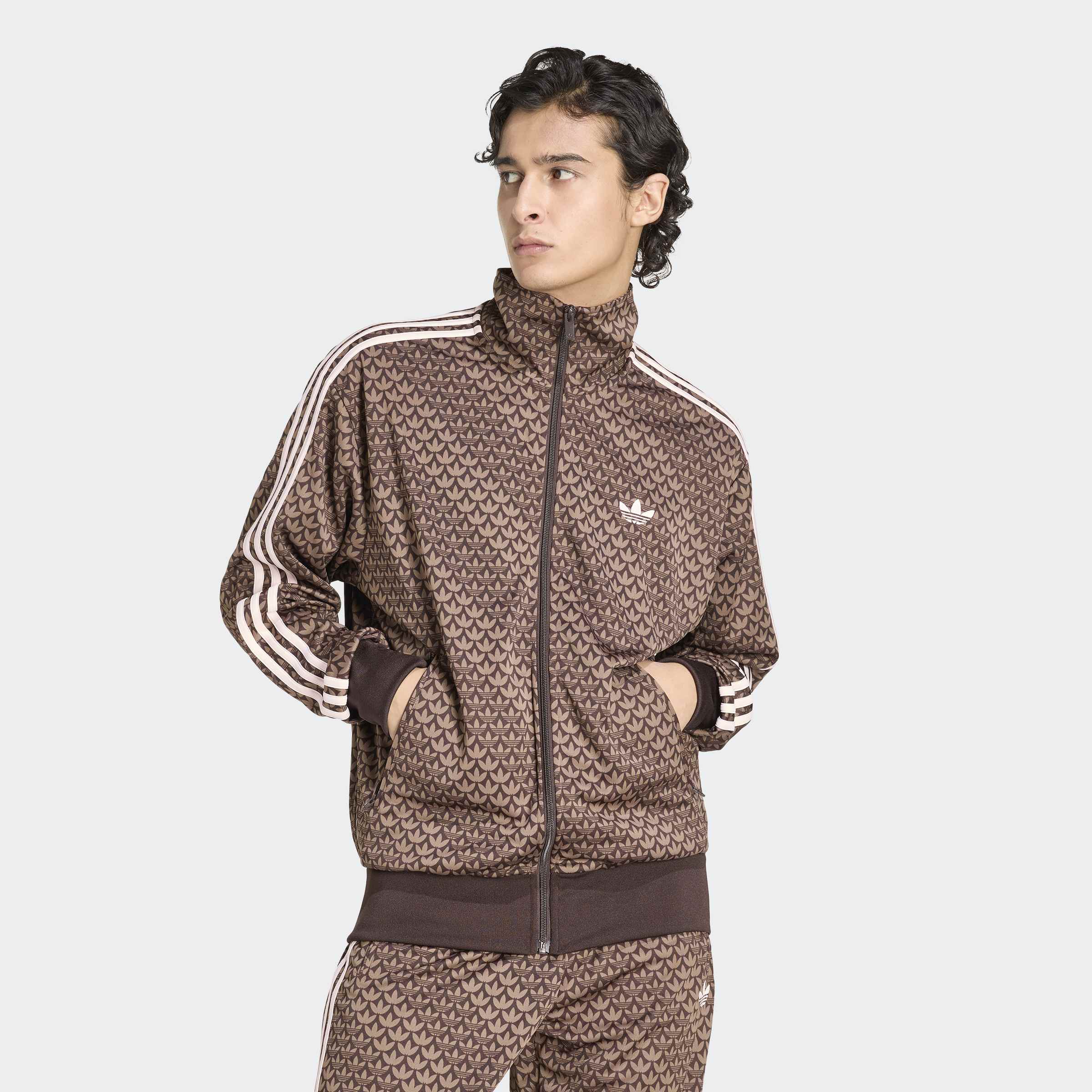 Men's adidas Originals Firebird Loose Monogram Track Jacket Aurora Coffee