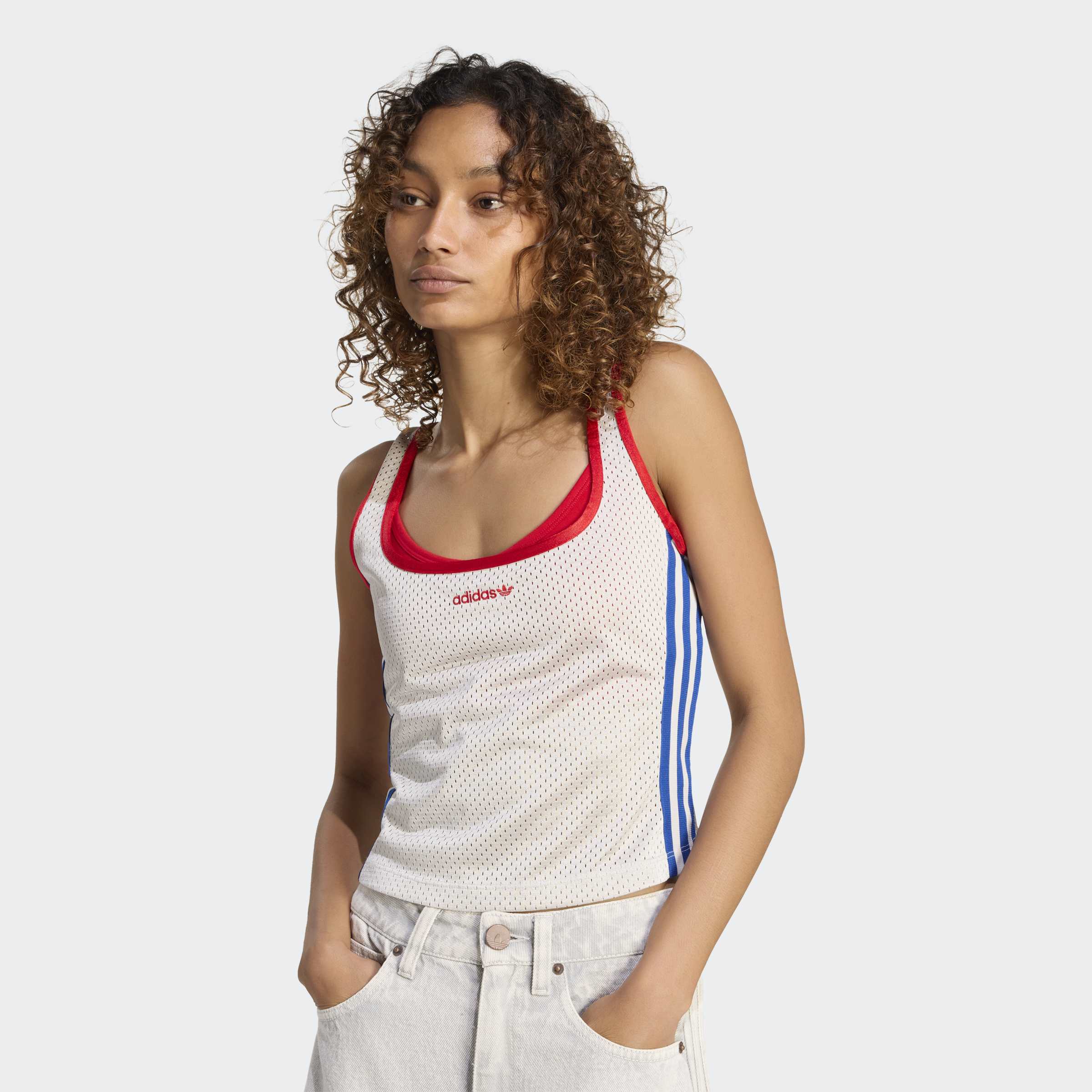 Women's adidas Originals Tank Top Red/Blue Trim