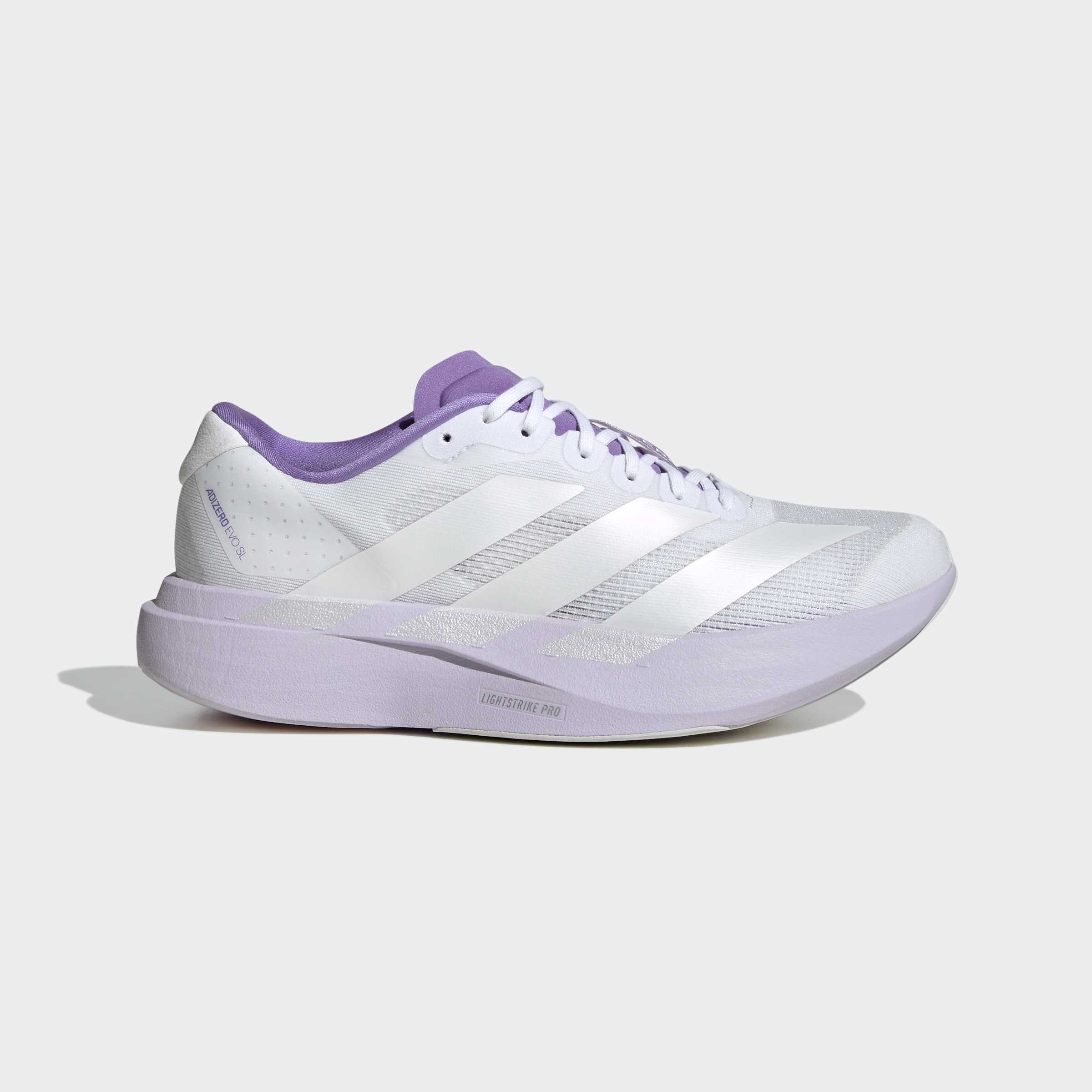Women's adidas Running Adizero Evo SL Shoes Cloud White / Purple Tint / Zero Metallic