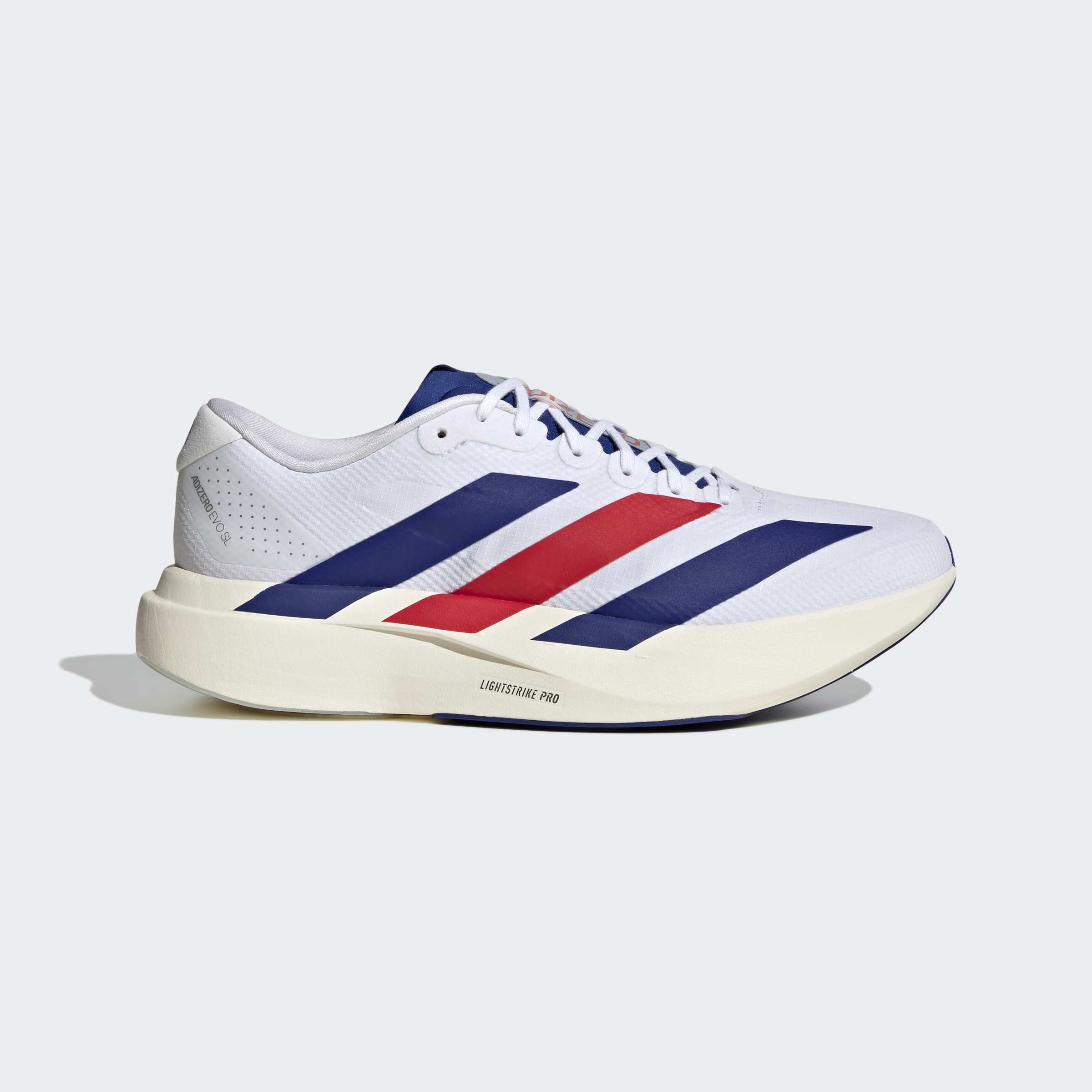 Men's adidas Running Adizero Evo SL Woven Shoes Cloud White / Mystery Ink / Pure Ruby