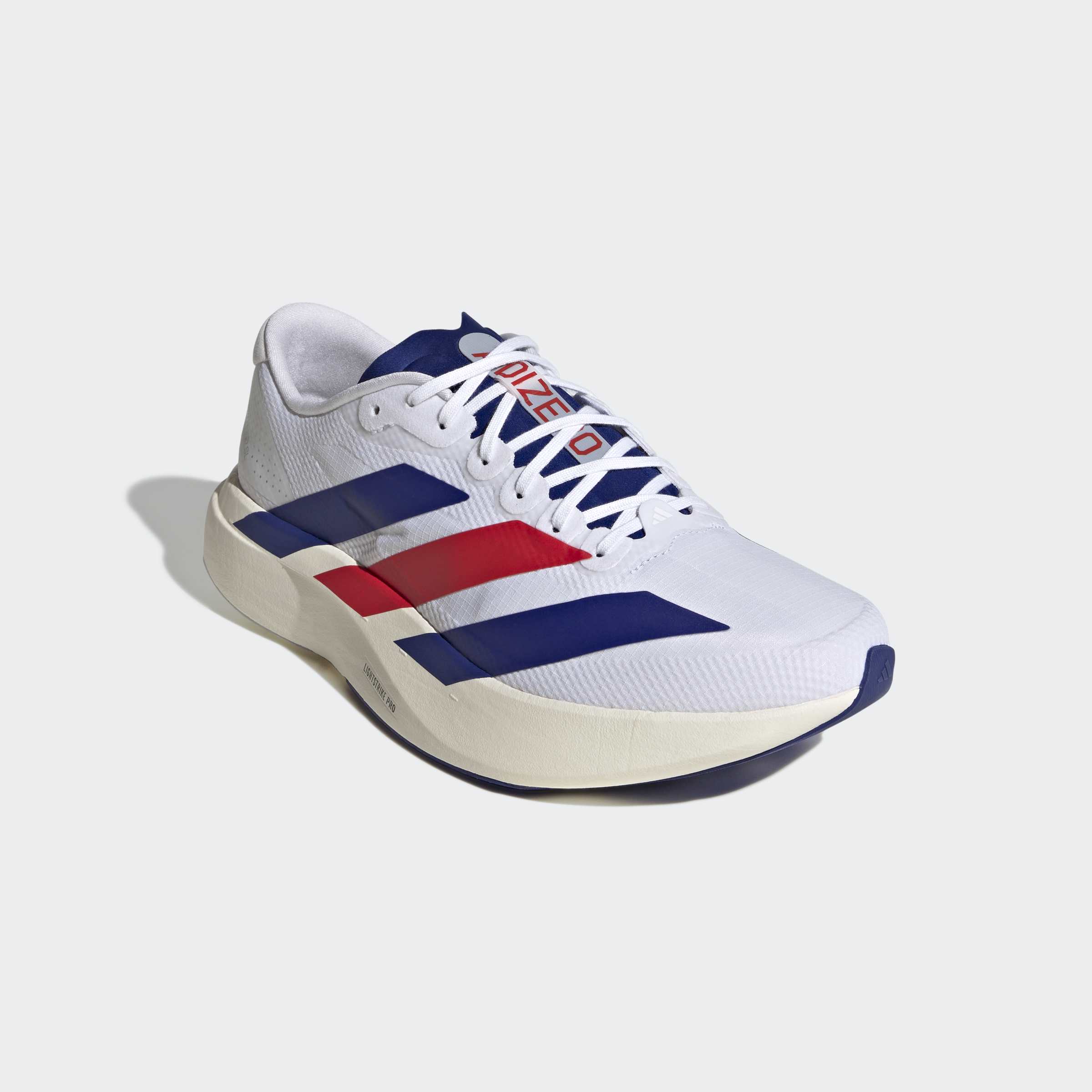 Men's adidas Running Adizero Evo SL Woven Shoes Cloud White / Mystery Ink / Pure Ruby
