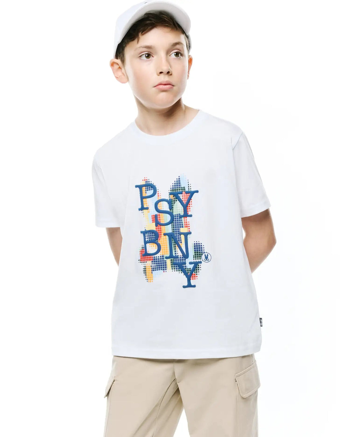 Kids Psycho Bunny Wes Graphic Tee White