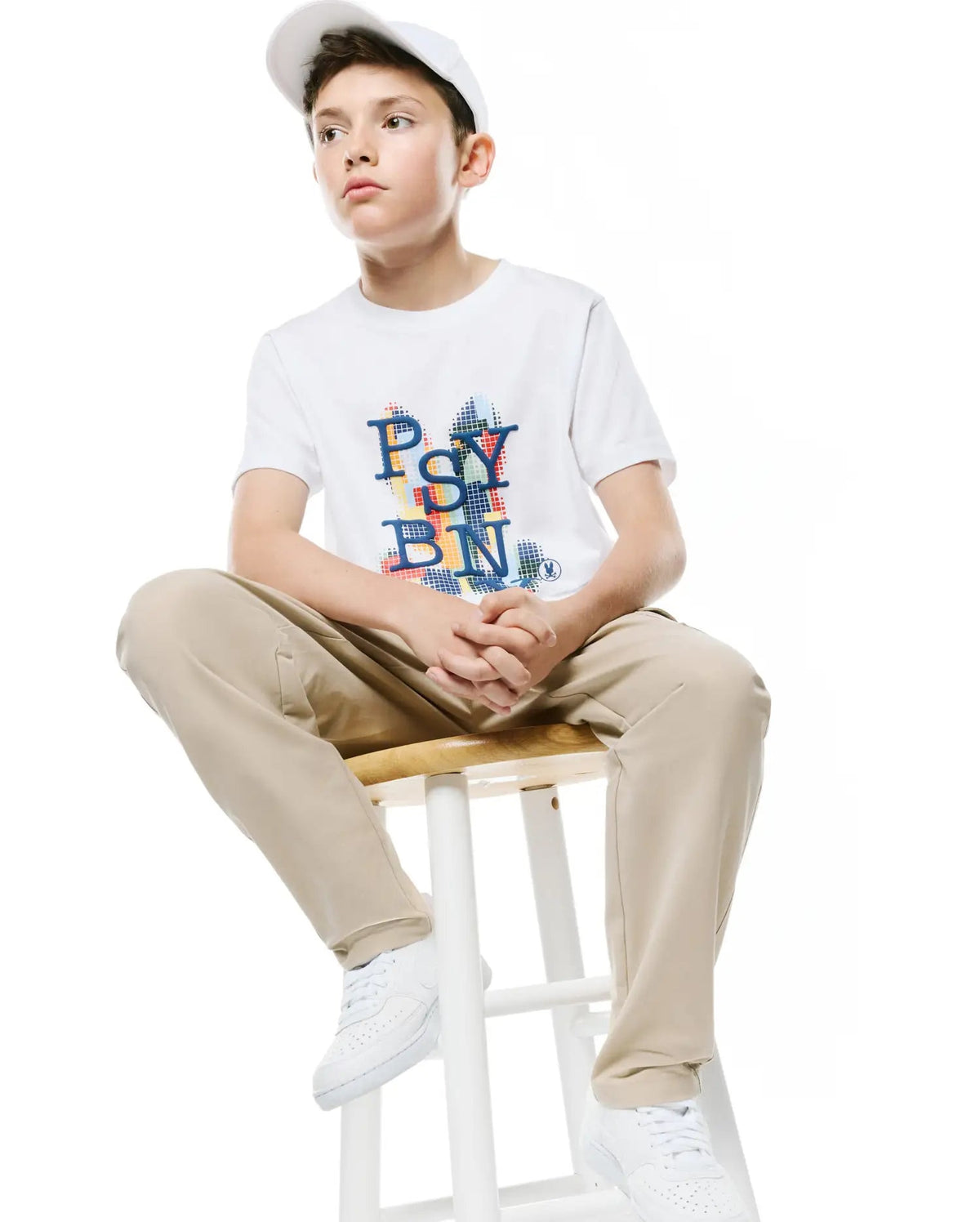 Kids Psycho Bunny Wes Graphic Tee White