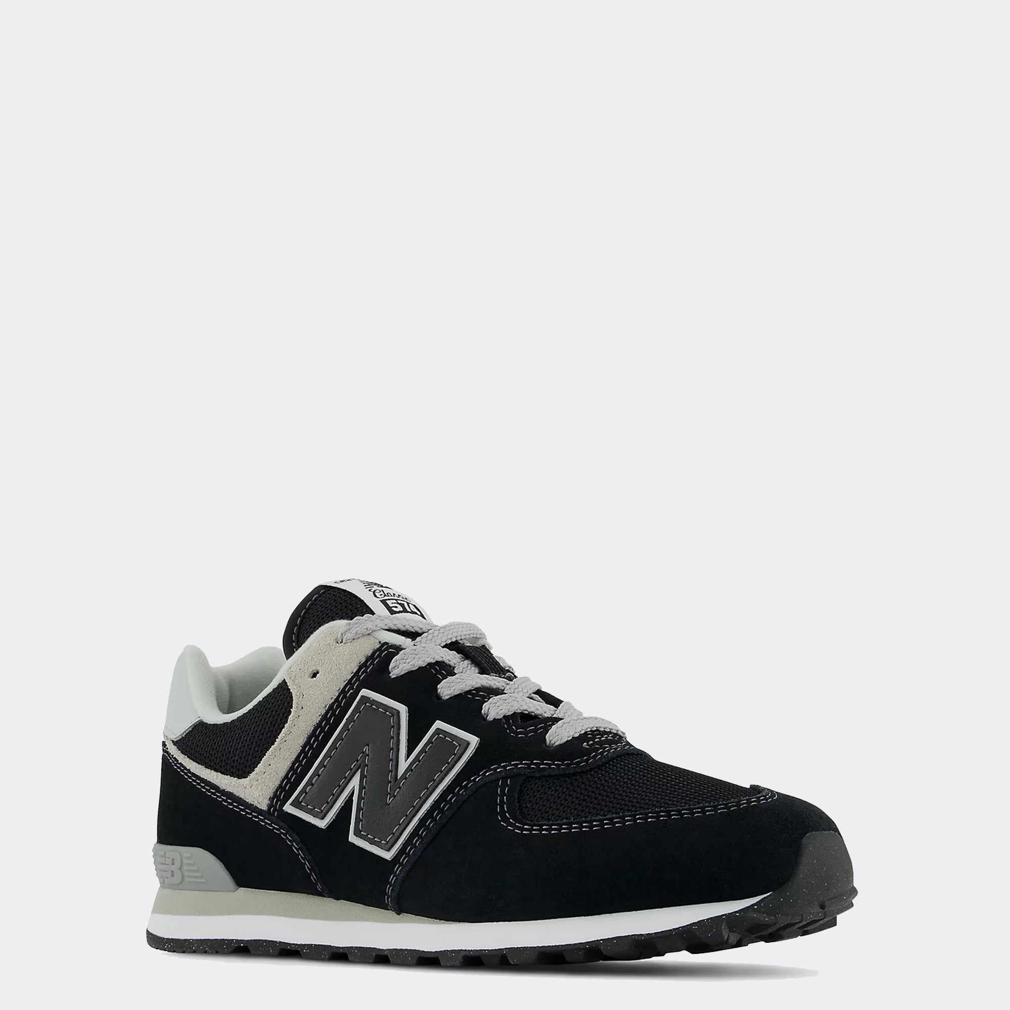 Big Kids New Balance 574 Core Lace Shoes Black / White
