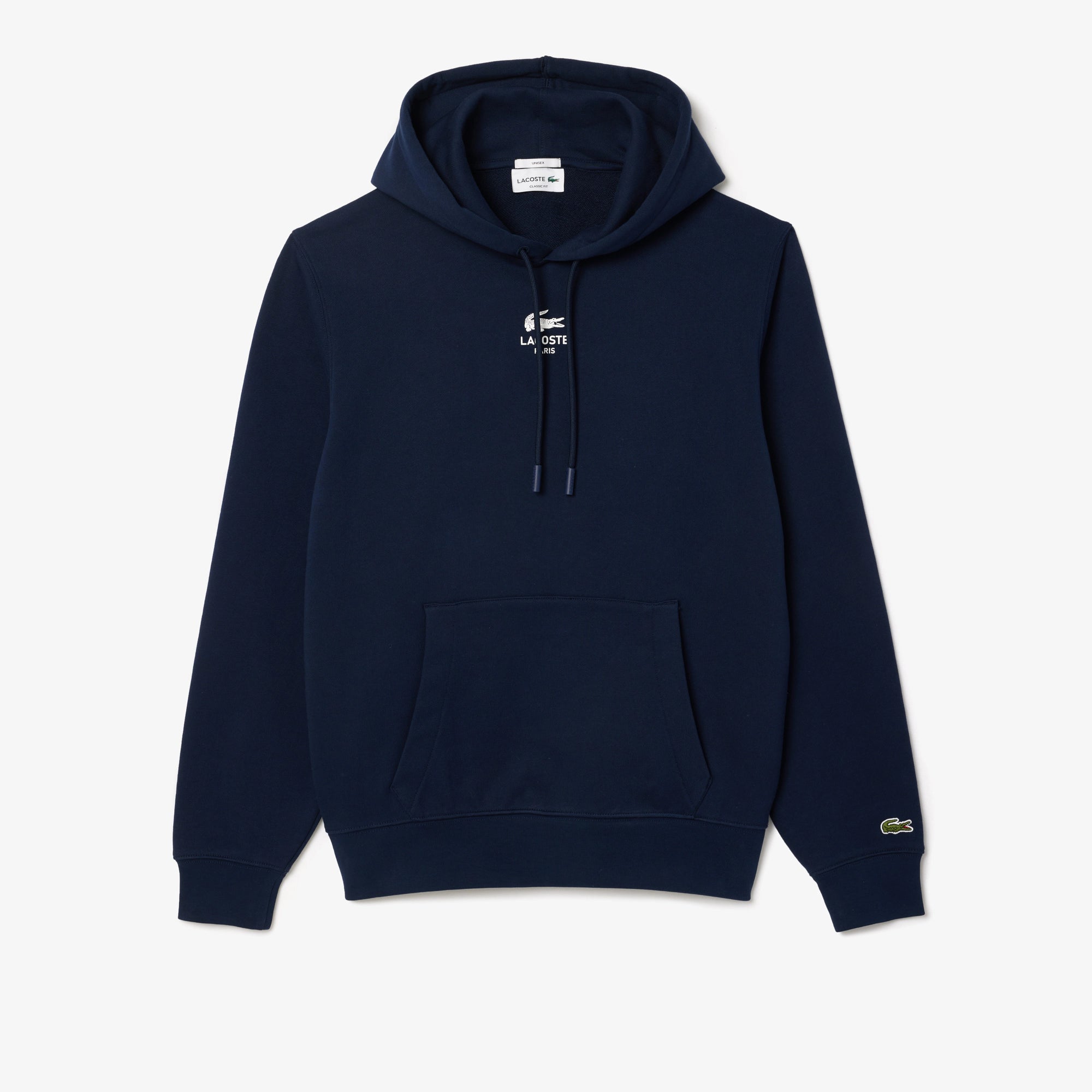 Unisex Lacoste Print Hoodie Navy Blue