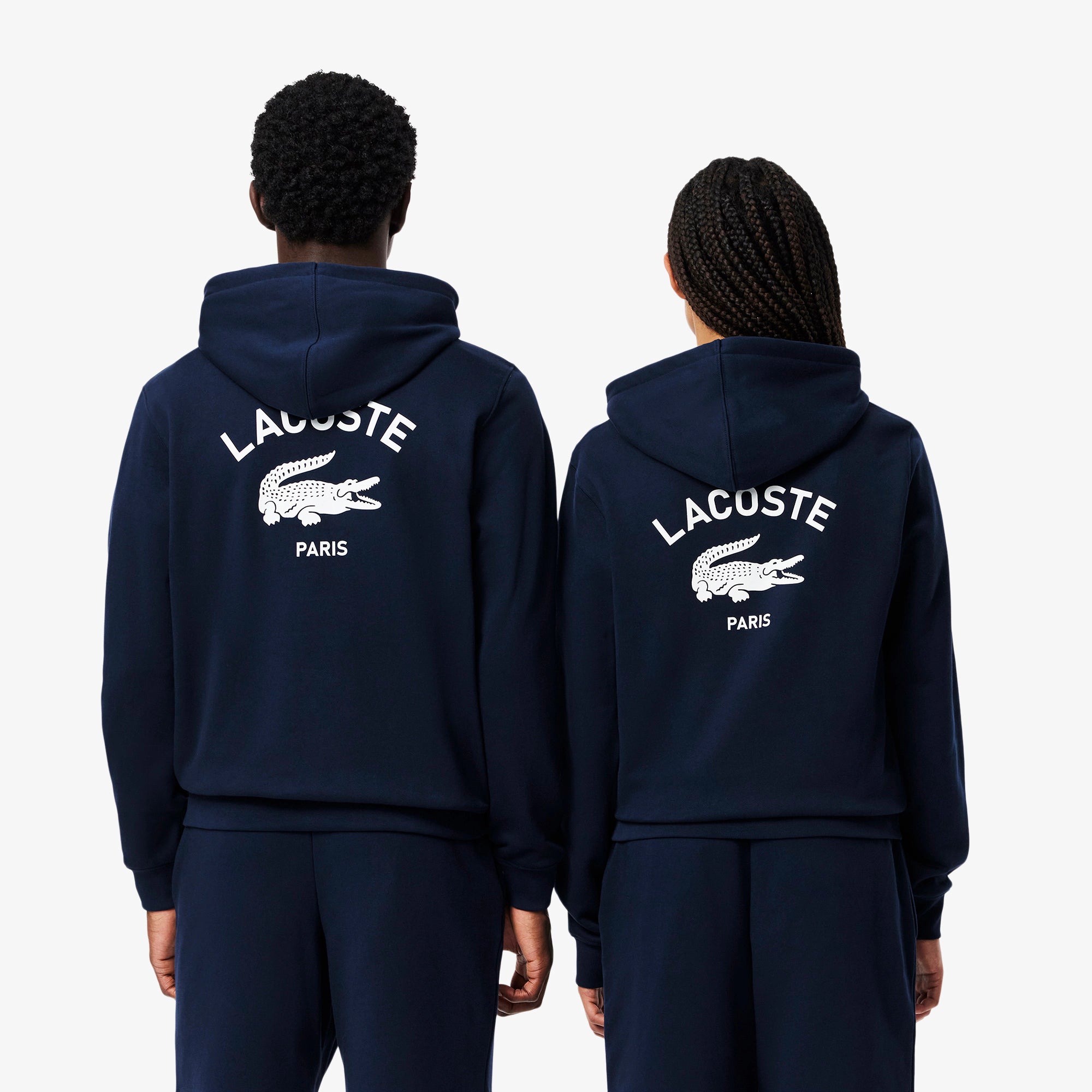 Unisex Lacoste Print Hoodie Navy Blue