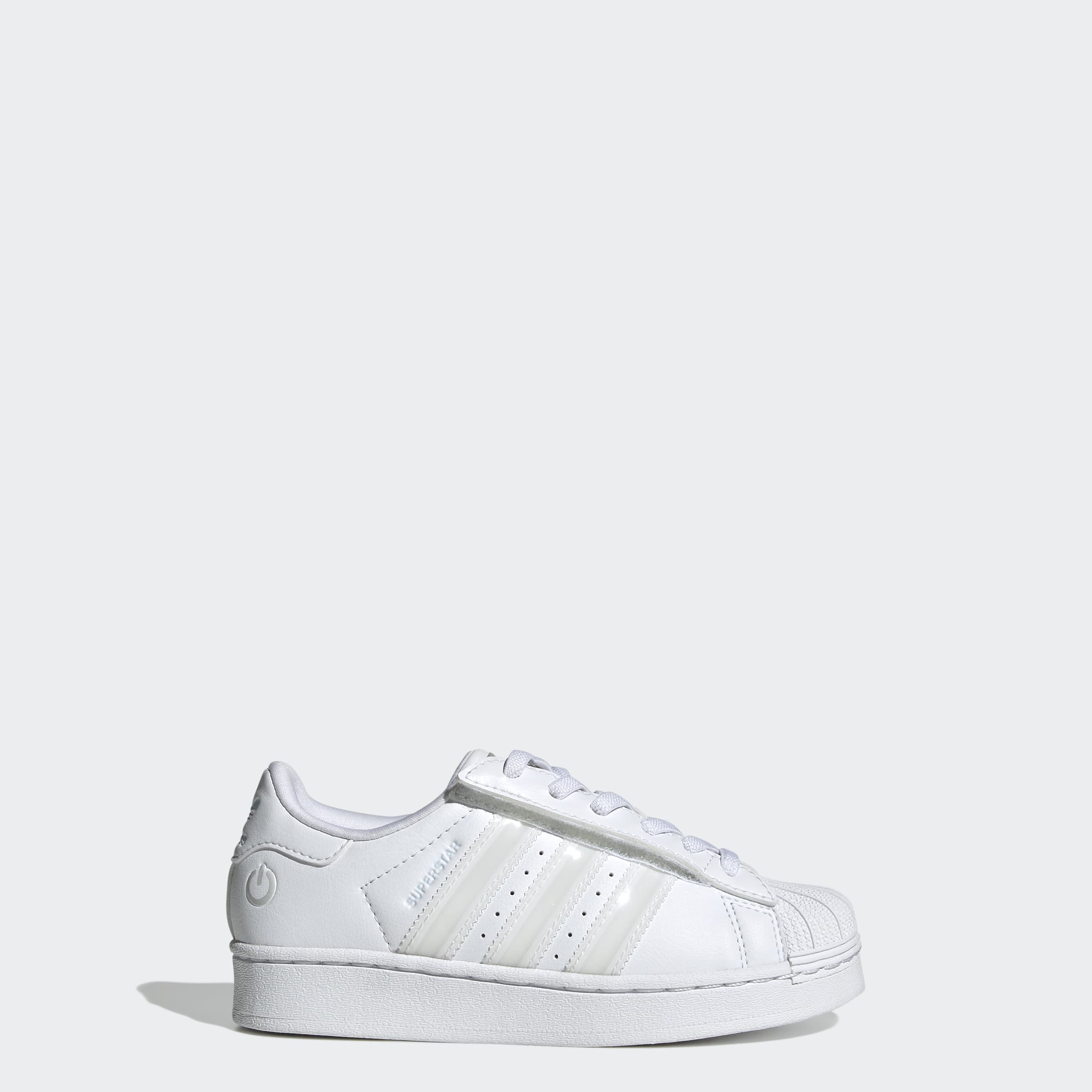 Little Kids adidas Originals Superstar LED Lights Comfort Closure Elastic Lace Shoes Cloud White