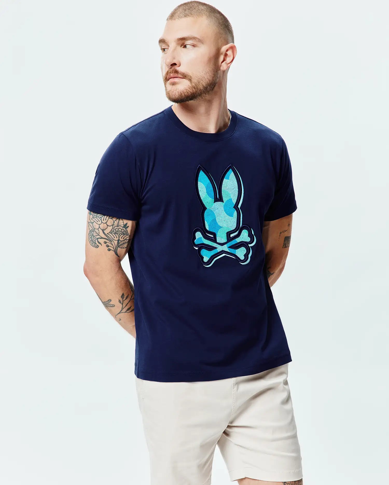 Men's Psycho Bunny Ethan Graphic Tee Evening Blue